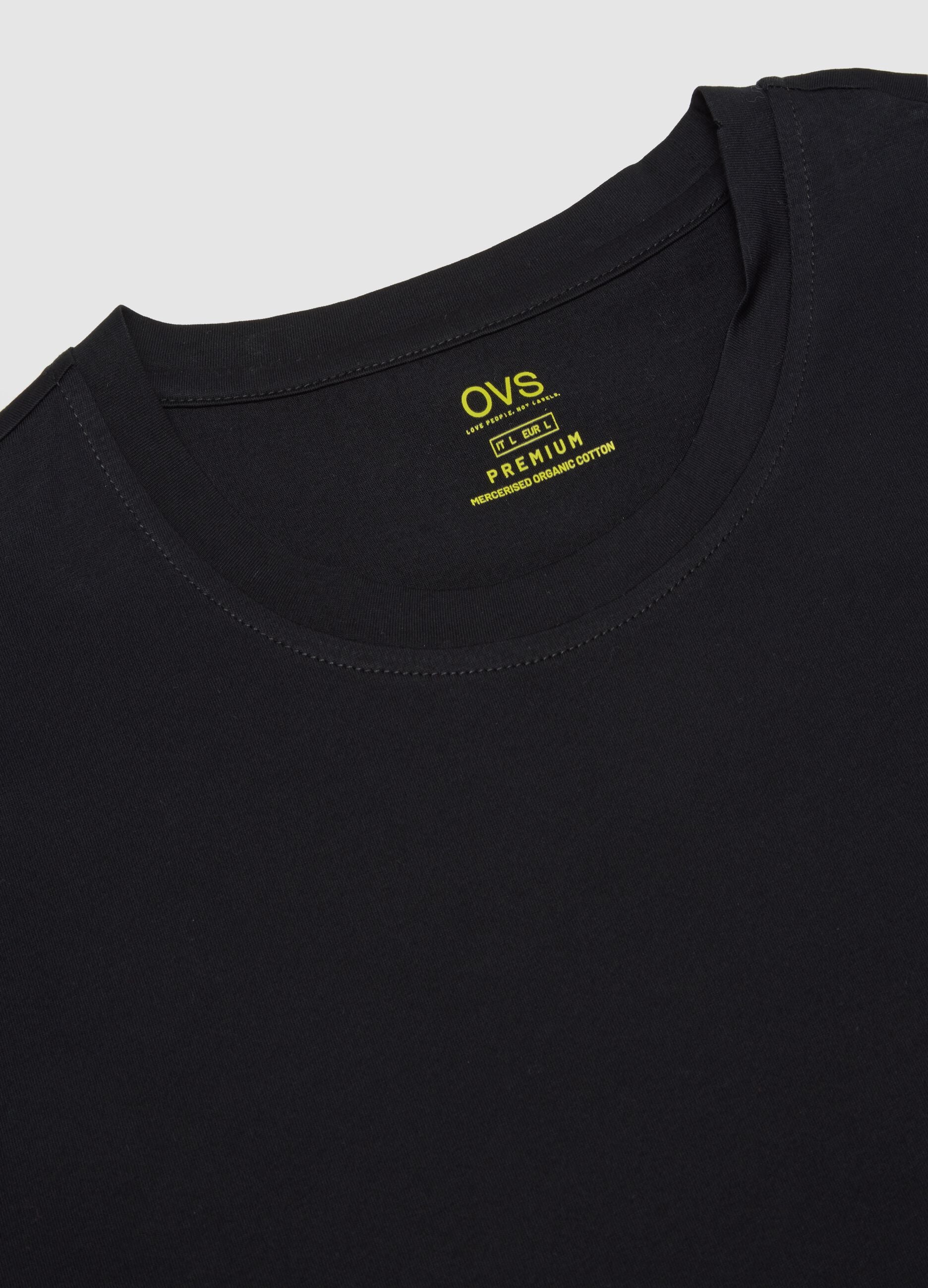 Black pure cotton regular fit t-shirt