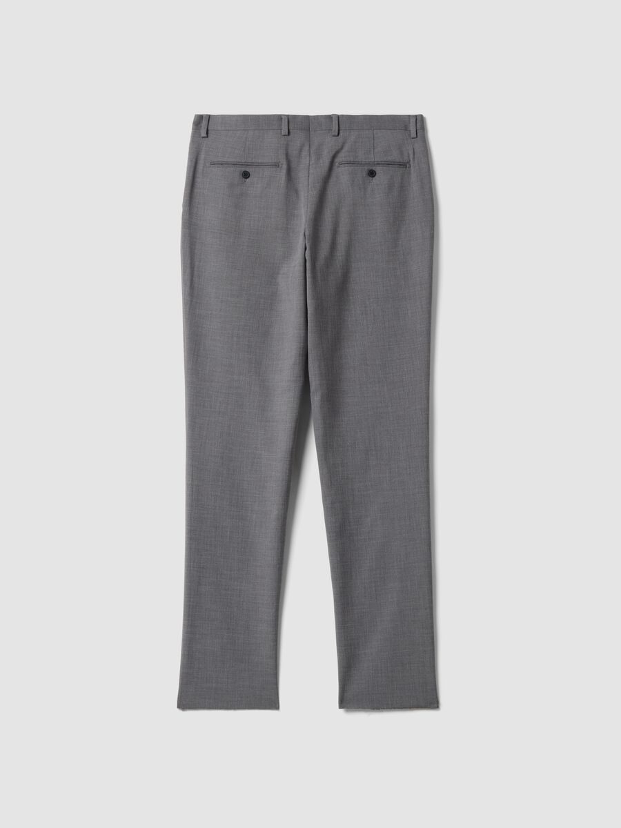 Pantaloni formali grigi in viscosa elasticizzata slim fit_6
