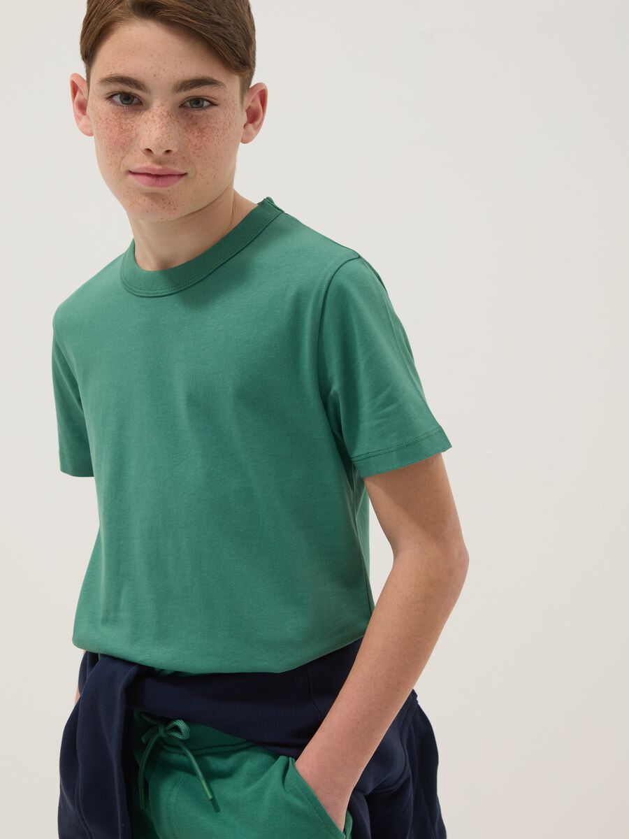 Boys&rsquo; green pure cotton regular-fit T-shirt_0