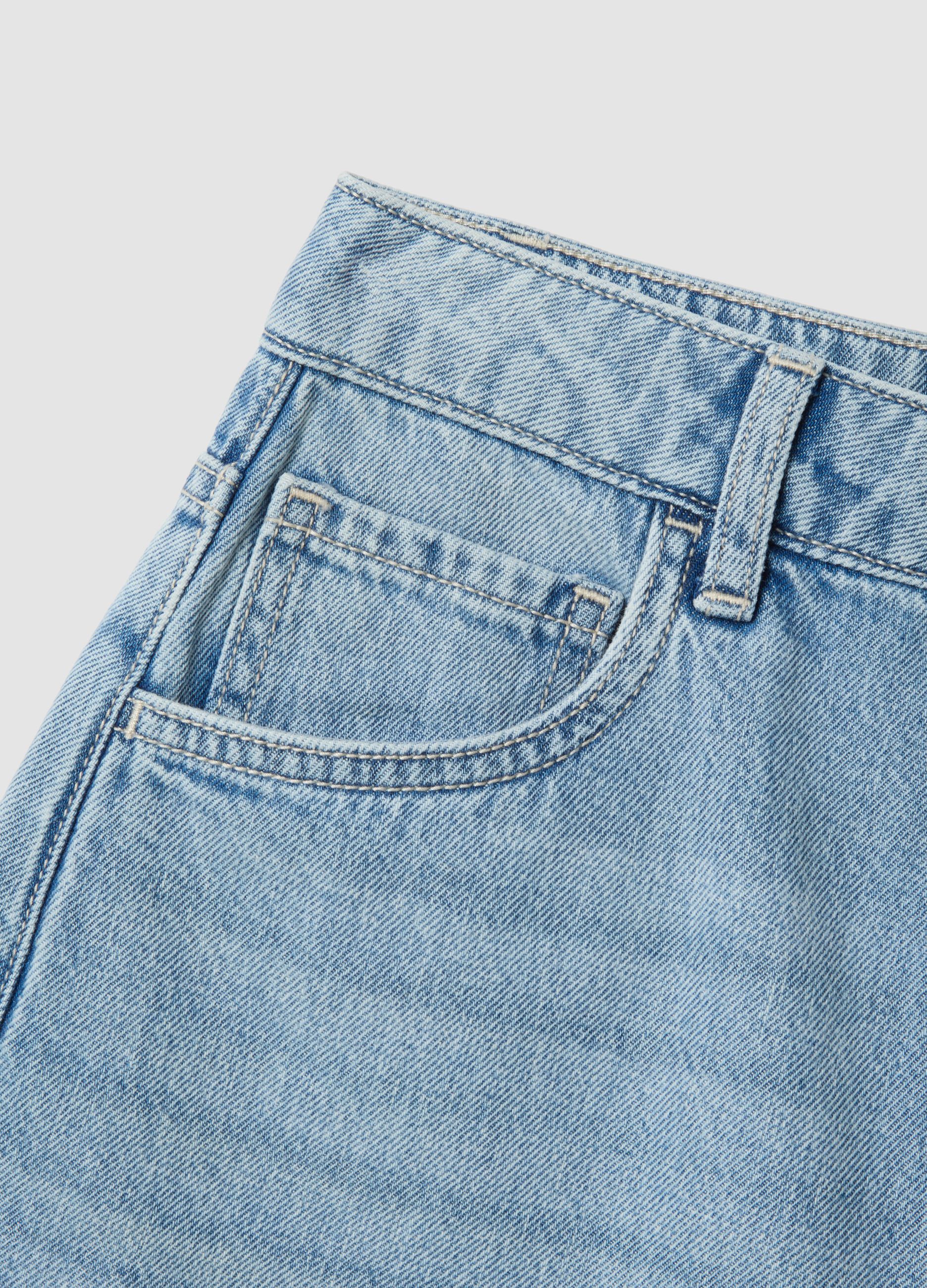Light blue pure cotton denim shorts