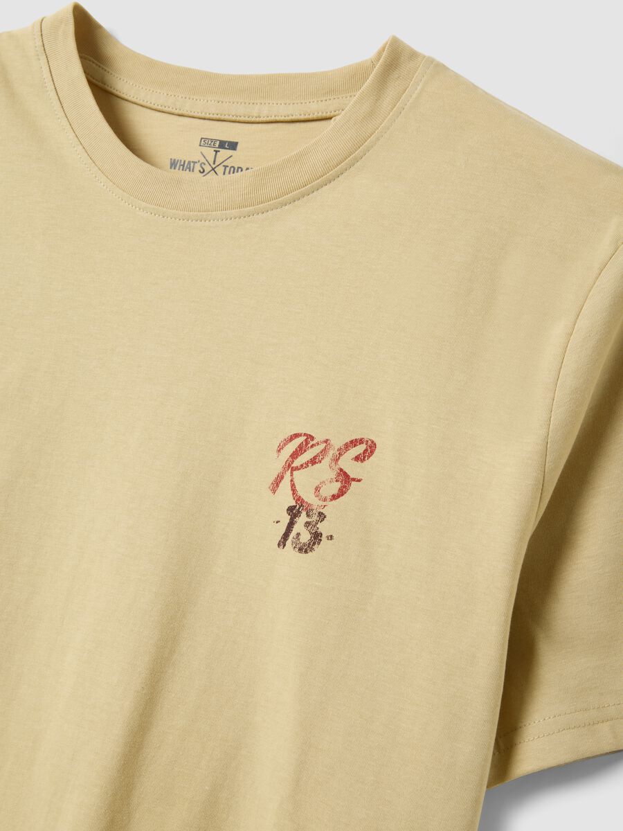 Beige pure cotton printed T-shirt_5