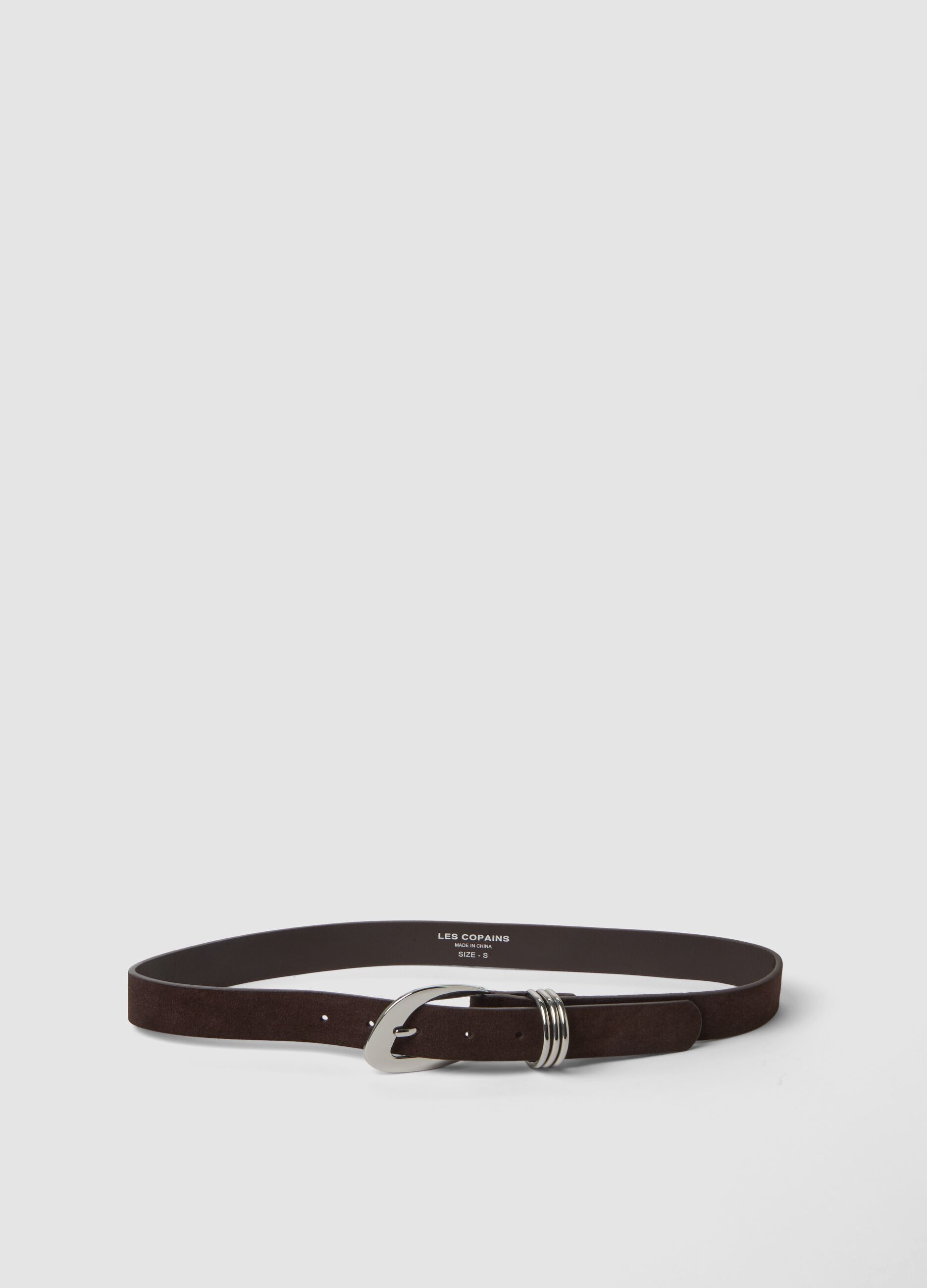 Cintura marrone in vera pelle con fibbia in metallo