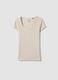 Beige fitted stretch-cotton T-shirt with square neckline_4
