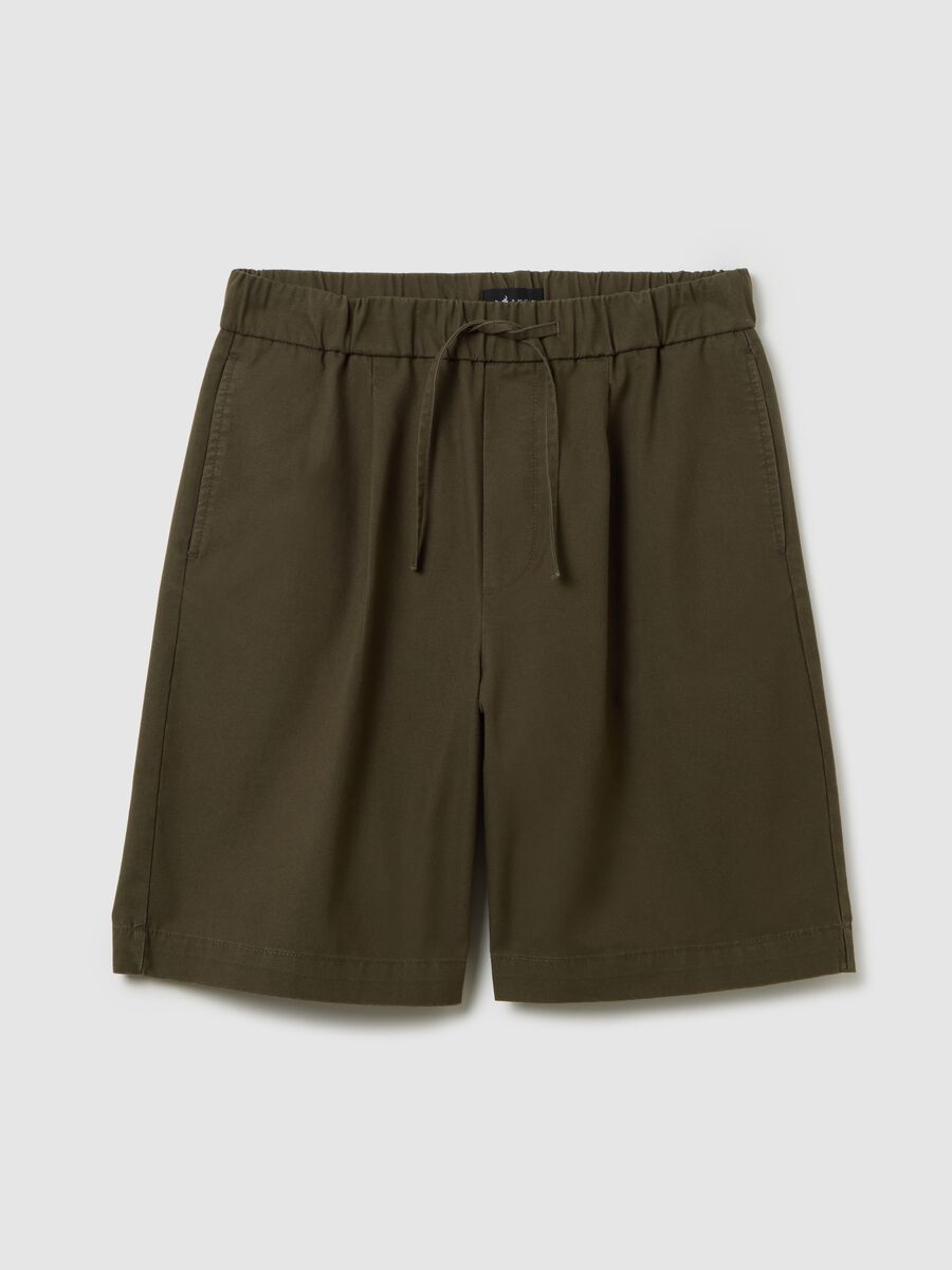 Men's green baggy shorts in 100% cotton_4