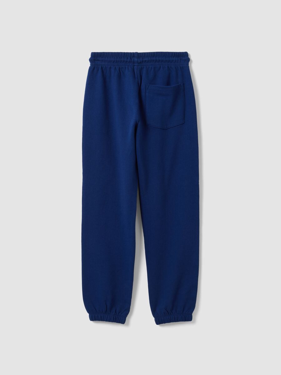 Blue regular-fit joggers in pure organic cotton for boys_1