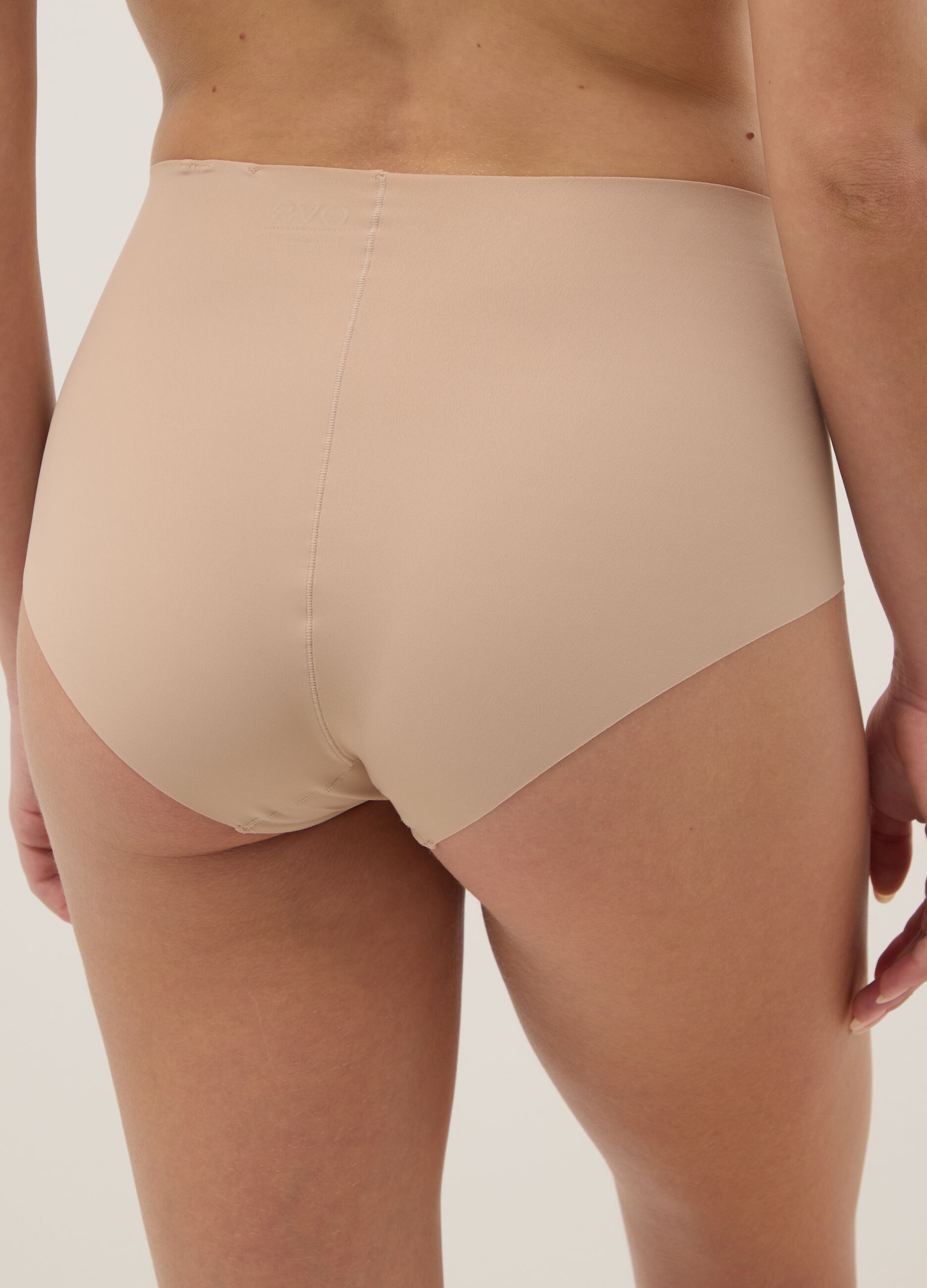 High-waist beige briefs