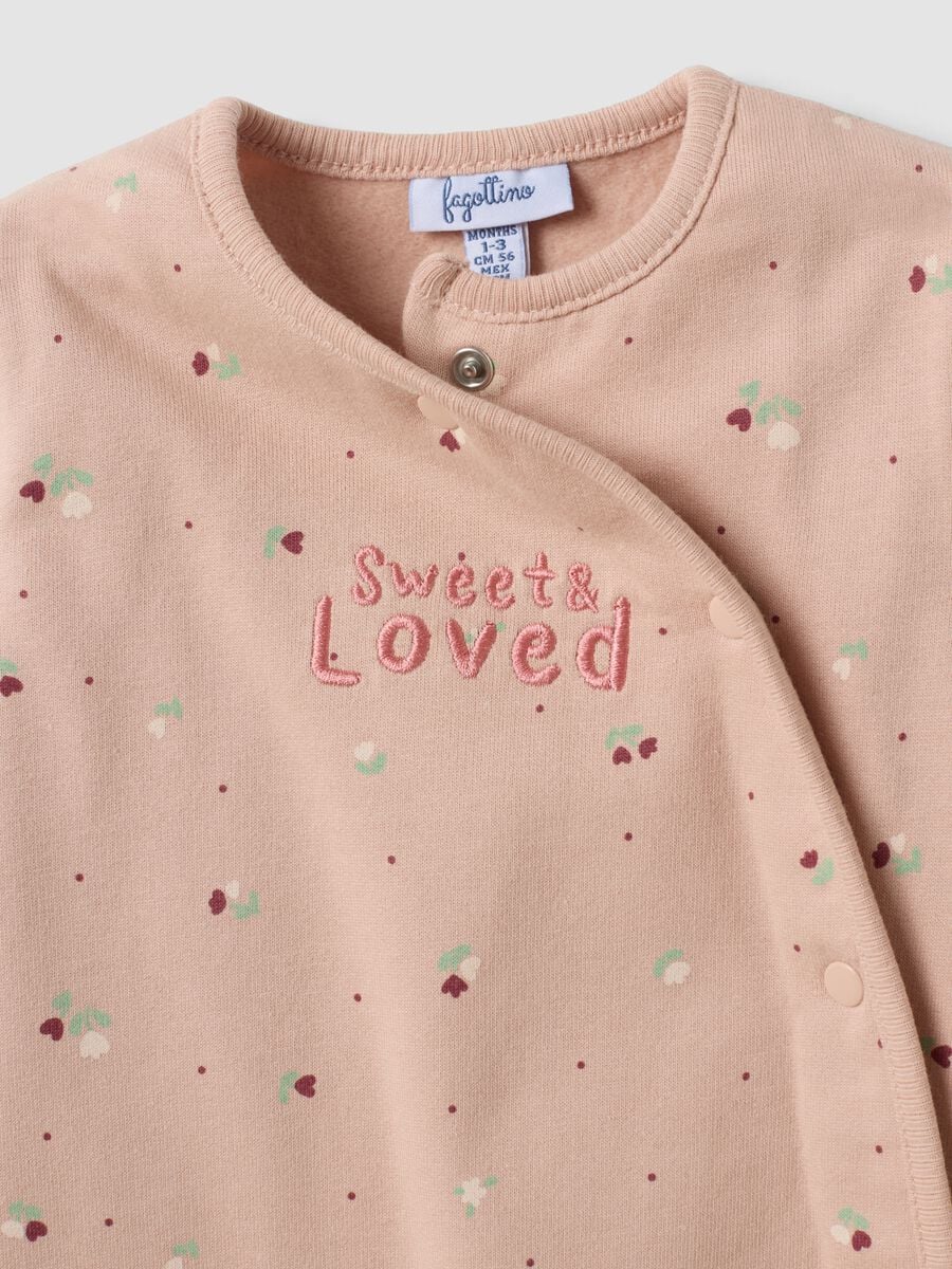 Pink organic cotton floral sleepsuit for baby girl_2