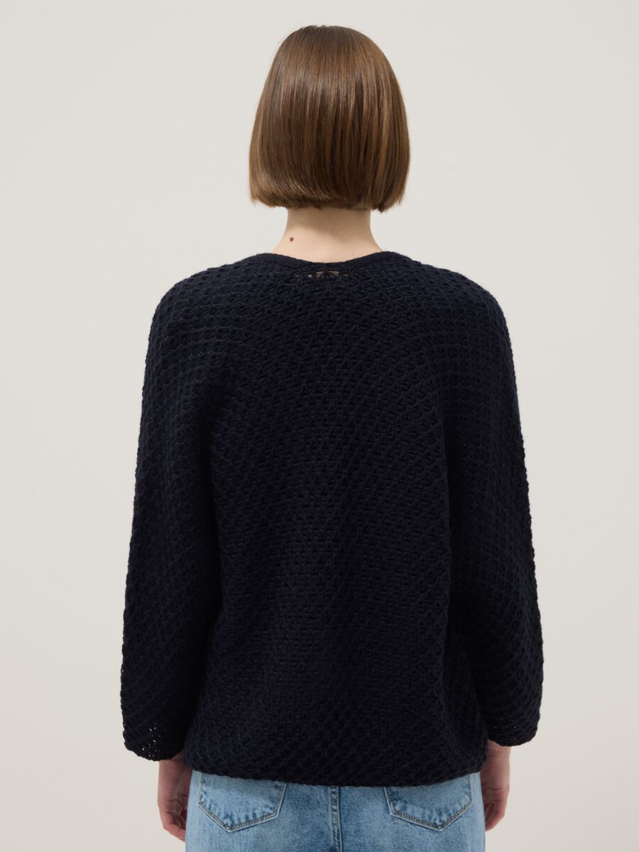 Regular fit blue woven knit cardigan_3