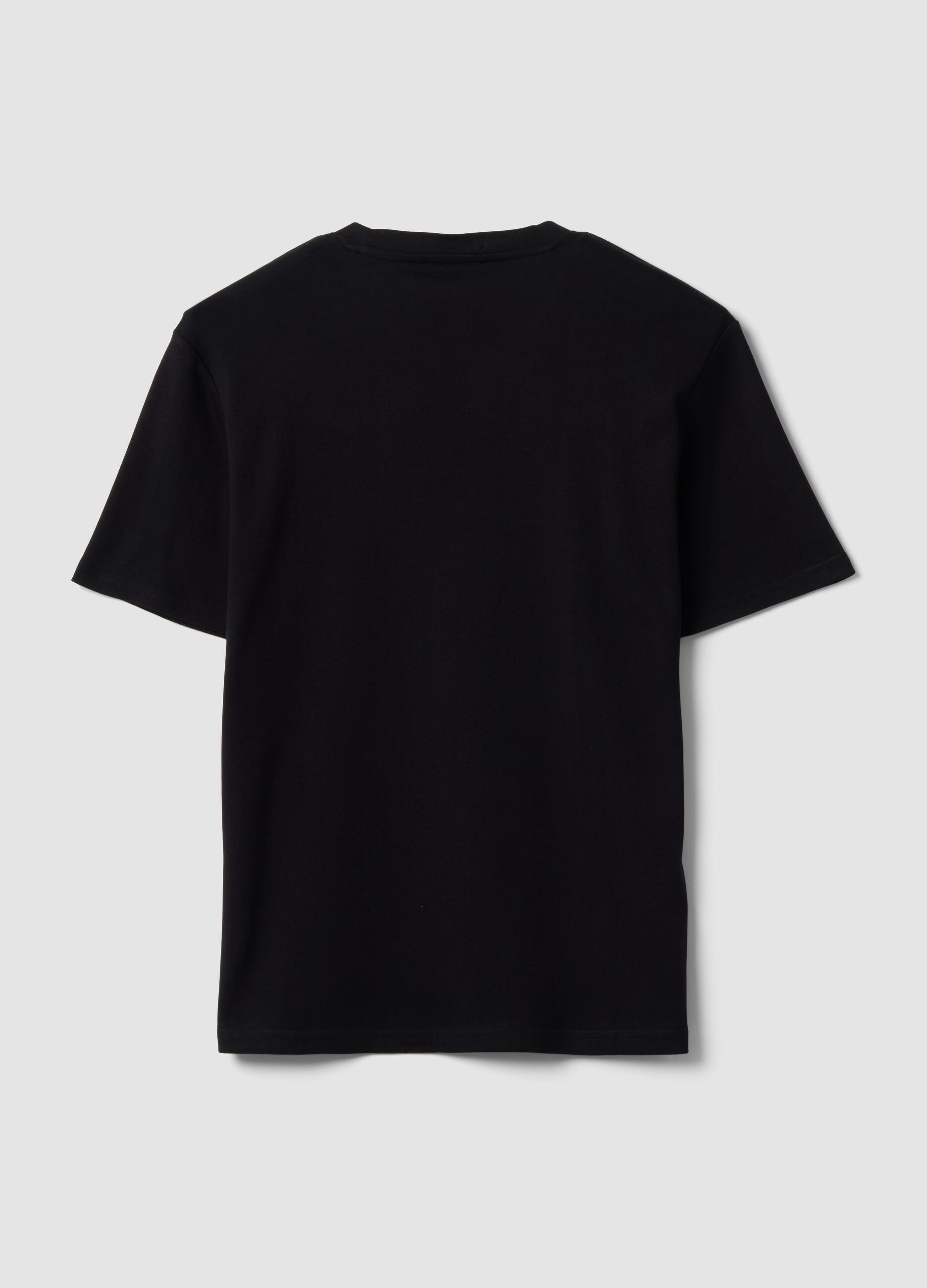 Black pure cotton relaxed-fit short-sleeve T-shirt