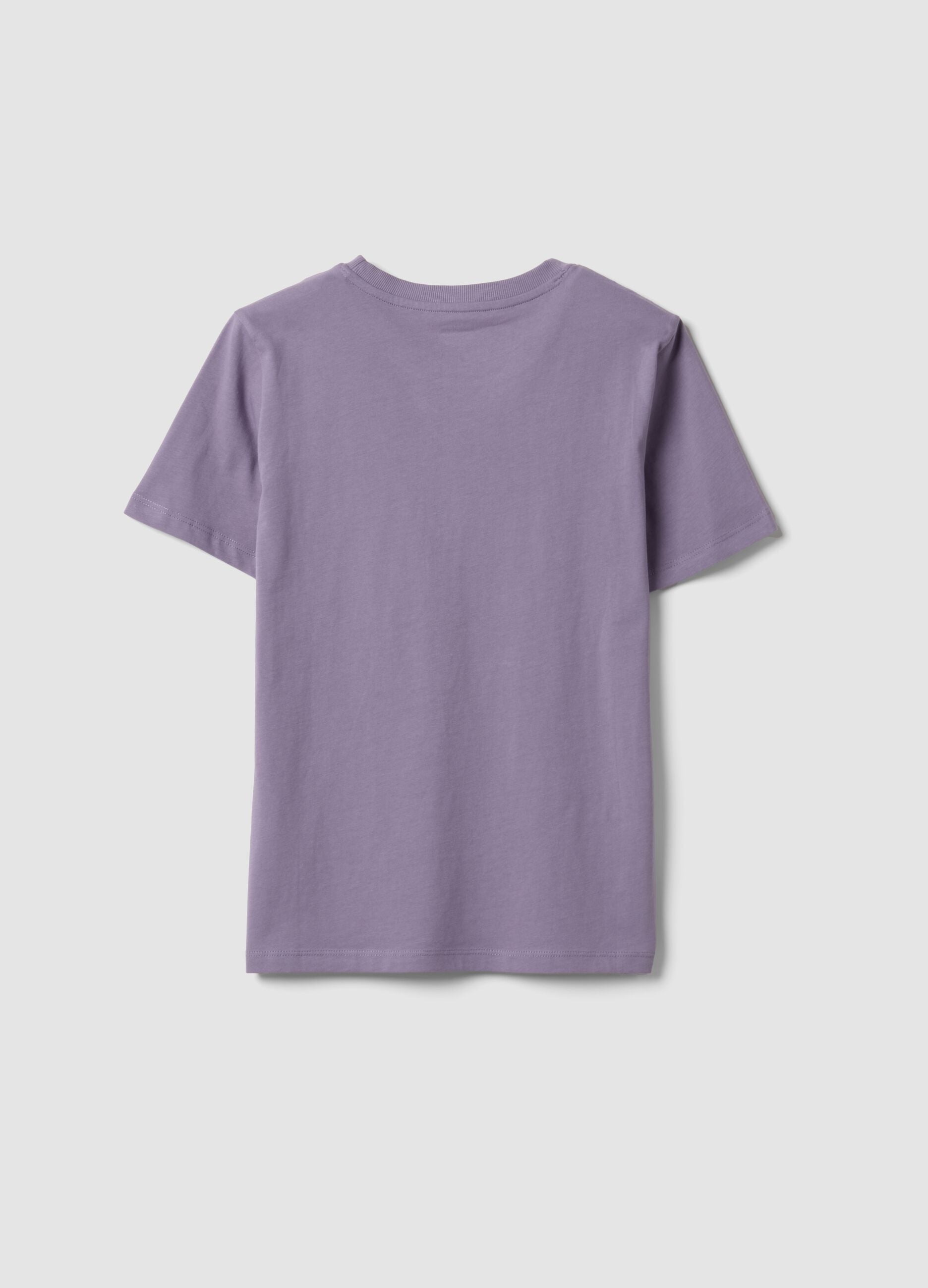 Purple crew-neck T-shirt in pure organic cotton, regular fit