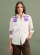 White pure cotton oversized shirt with purple embroidery_2