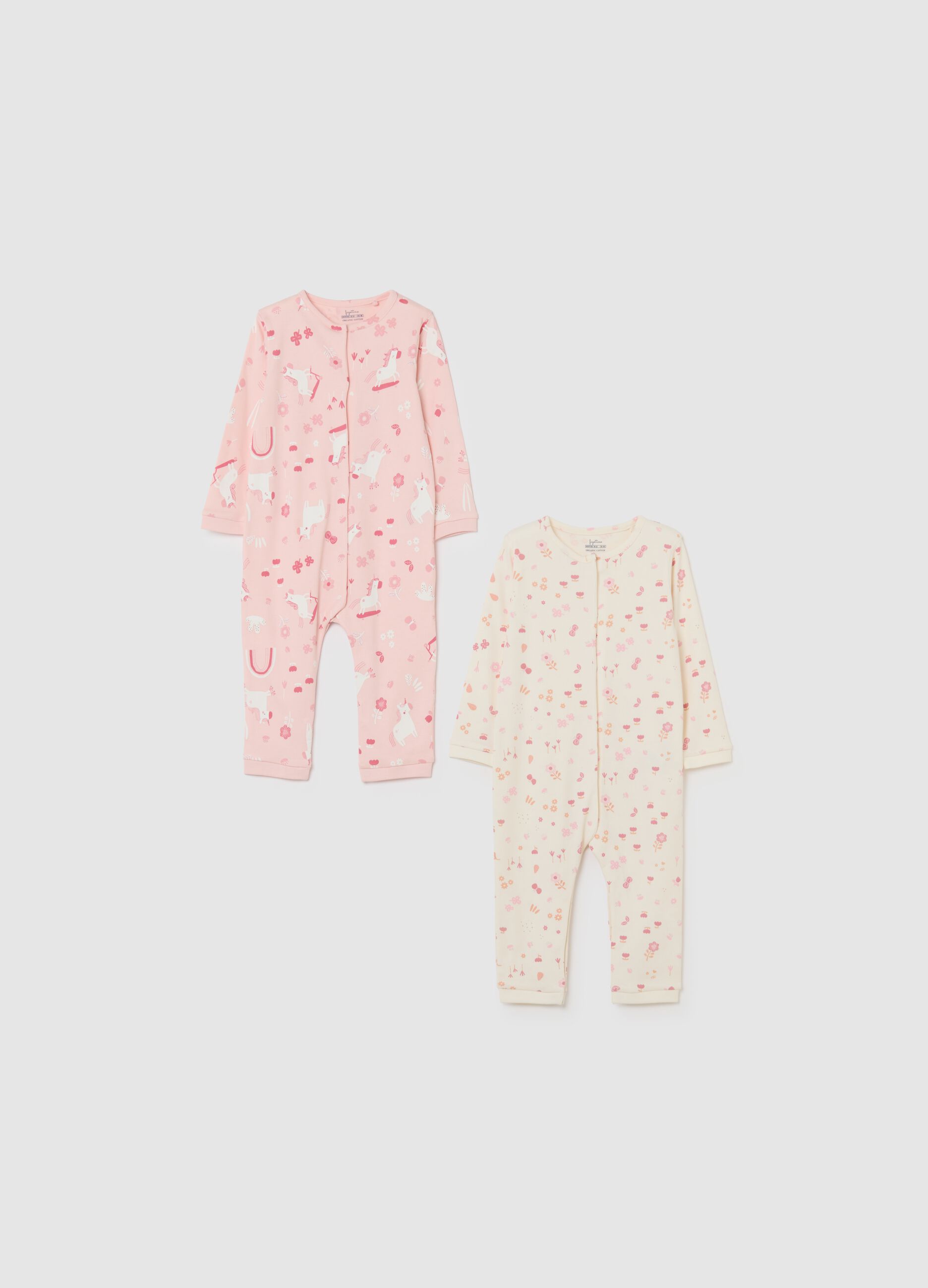 Multicolour pure cotton baby sleepsuit twin-pack