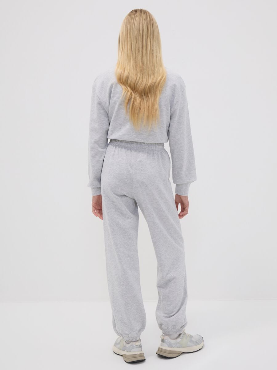 Grey jogger trousers in organic cotton and viscose blend for girls_2