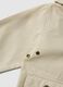 Giacca in puro cotone beige da bimbo con cappuccio e tasche frontali_3