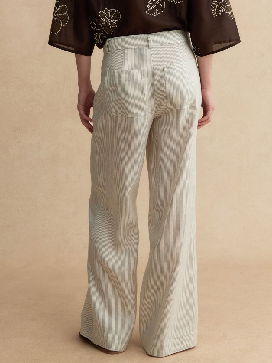 Wide-leg trousers in multicolour striped lyocell linen blend_2