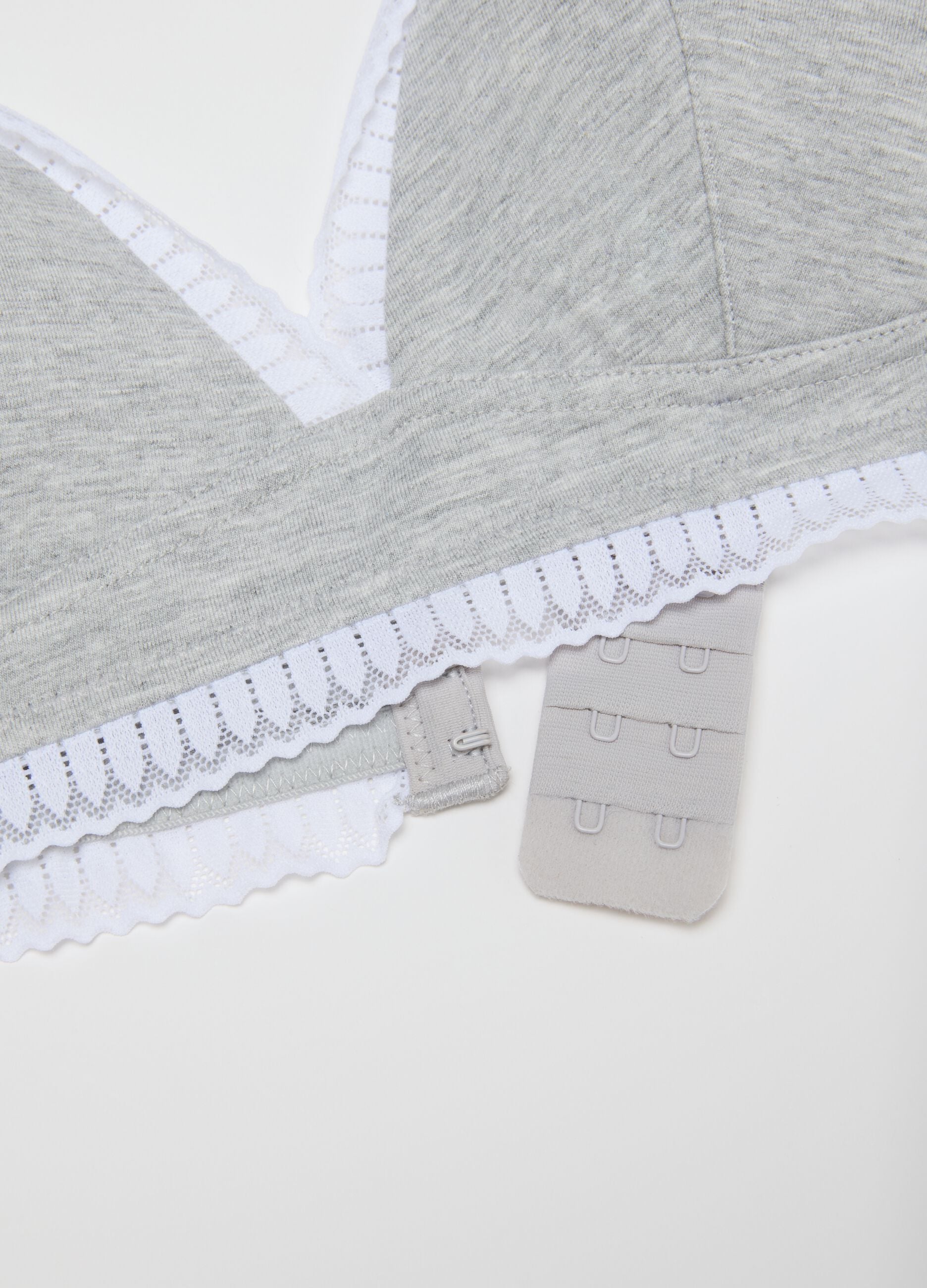 Grey Stretch Cotton Triangle Bra