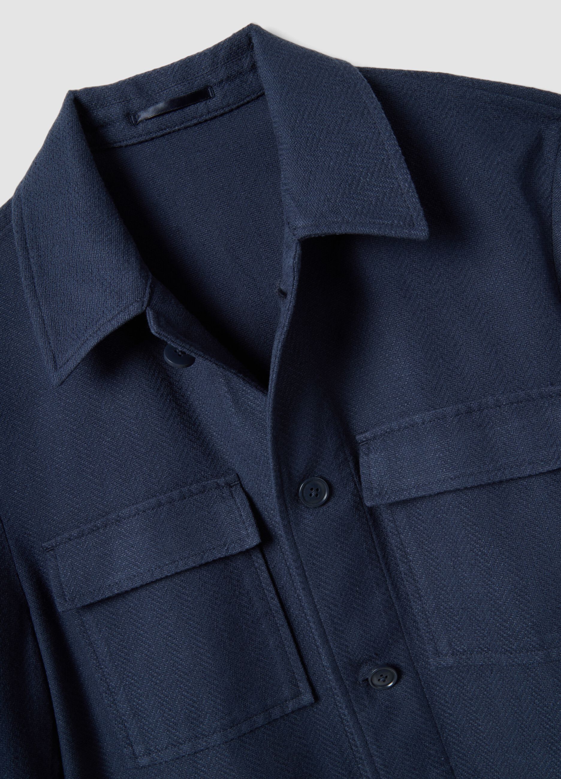 Blazer in misto cotone e lino blu regular fit