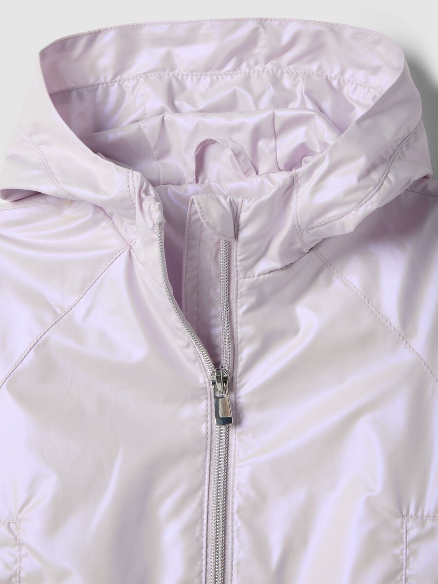 Pink waterproof jacket for girls, regular fit with zip and hood_2