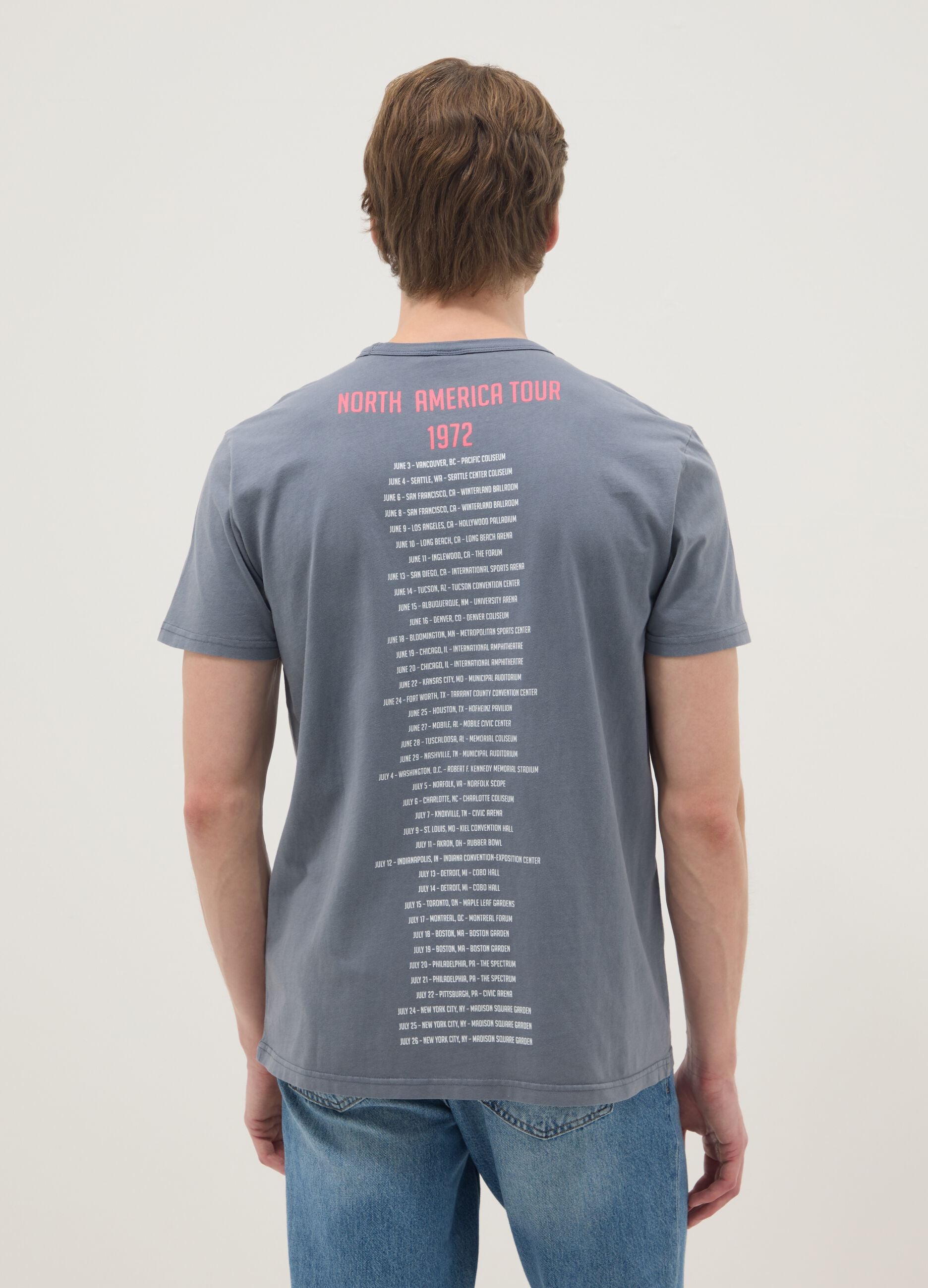 Grey regular fit pure cotton T-shirt with Rolling Stones print