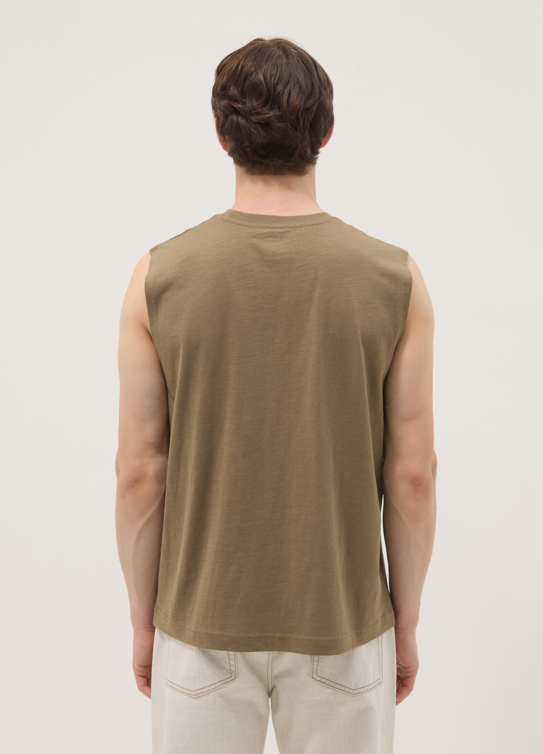 Brown pure cotton vest top