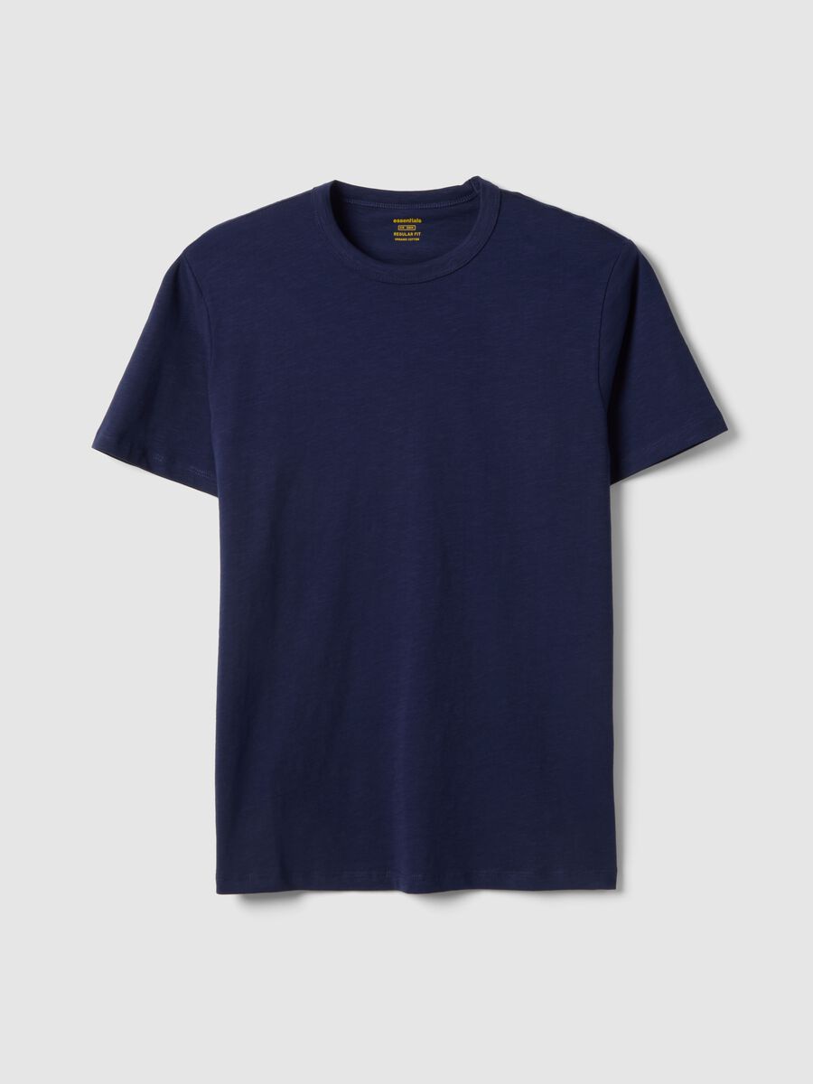 Blue short sleeve pure cotton t-shirt regular fit_4