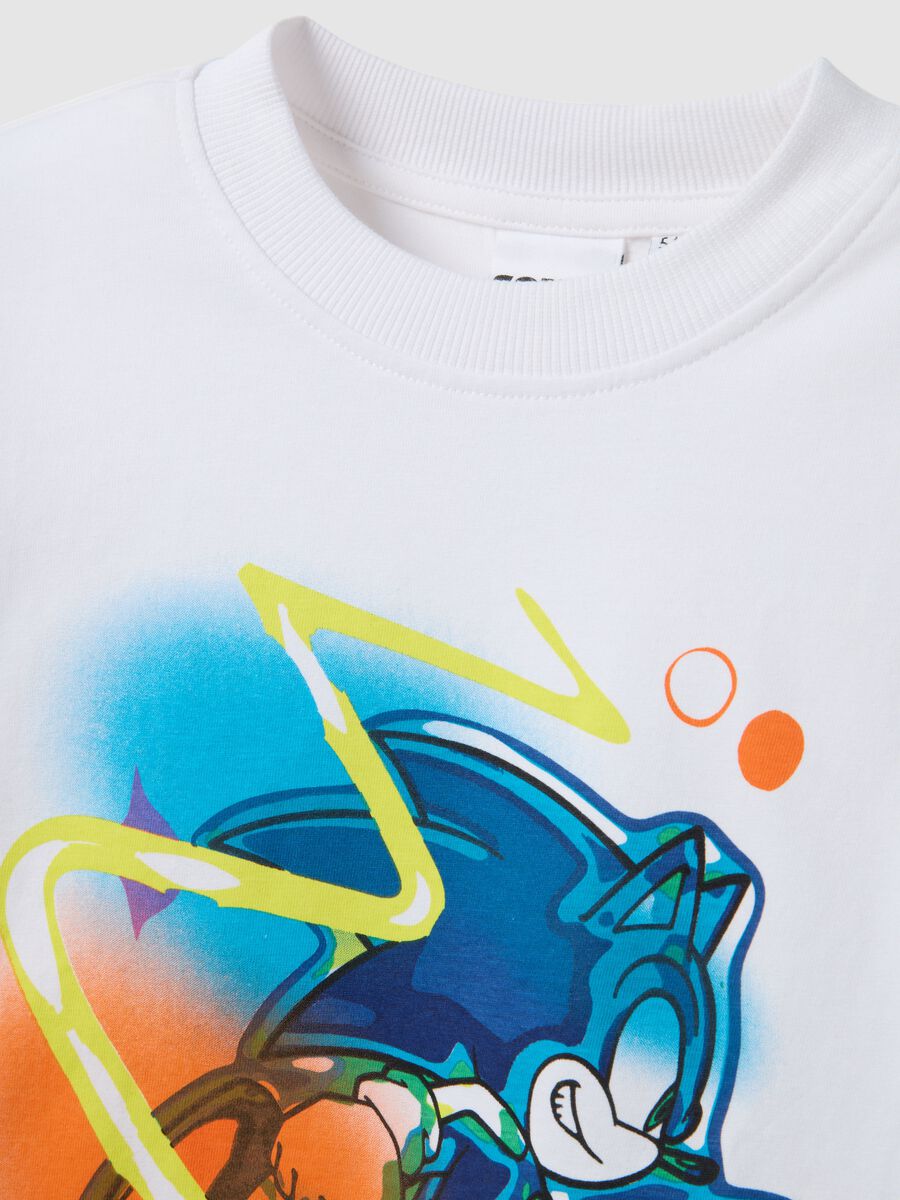 White children's T-shirt in pure cotton with Sonic print_2