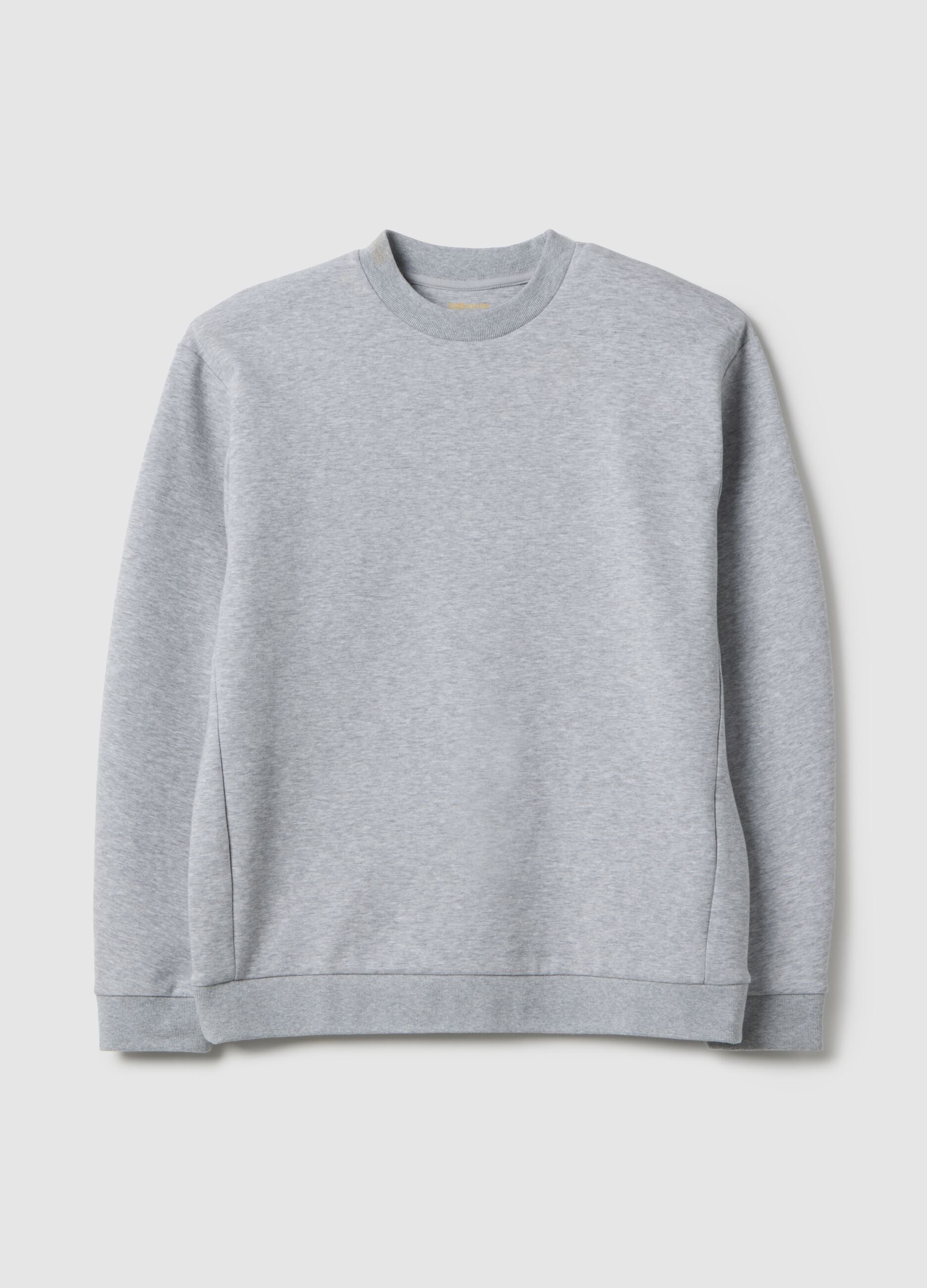 Grey cotton blend regular fit crew neck sweatshirt