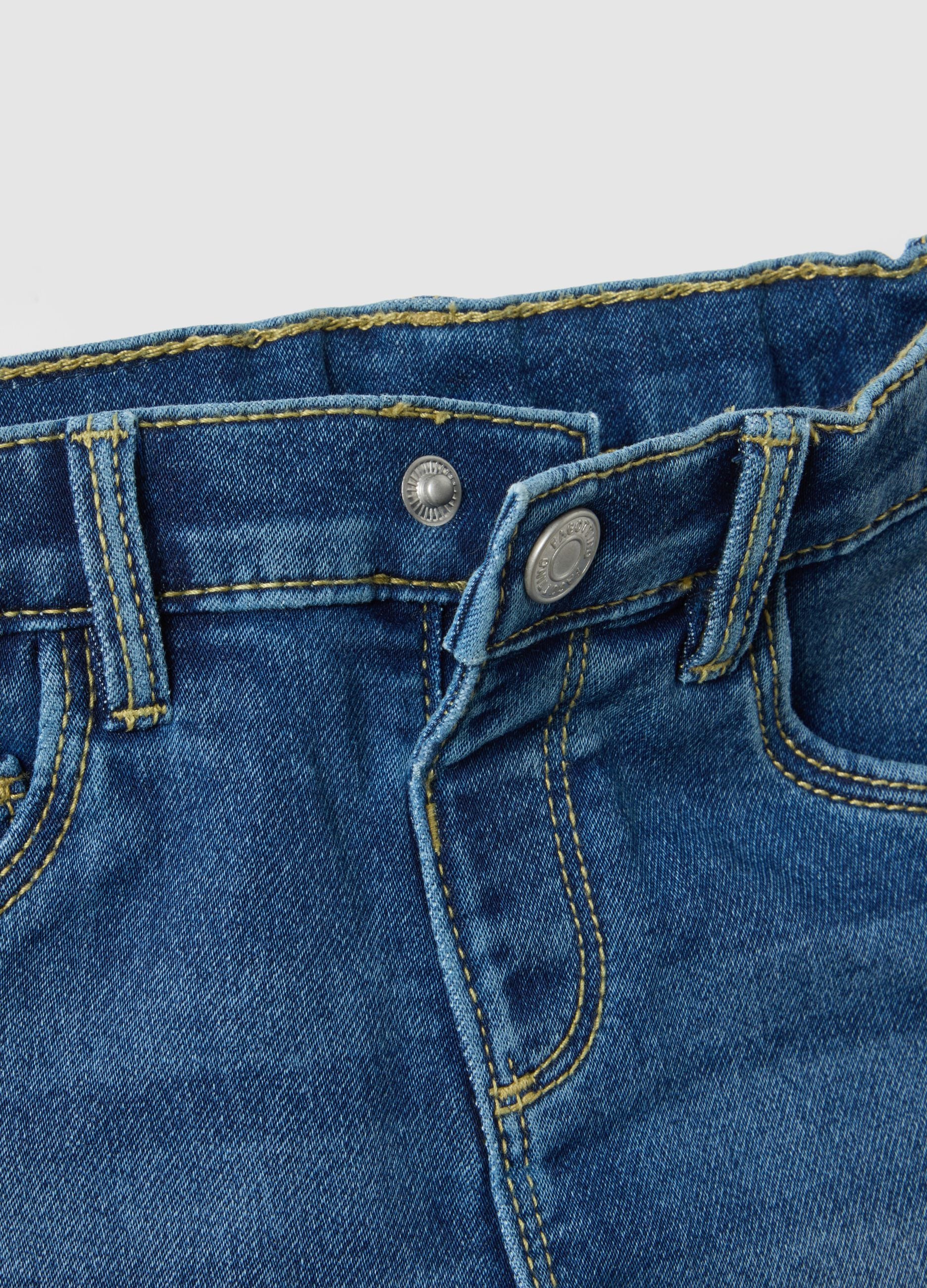 Blue stretch denim regular fit trousers for children