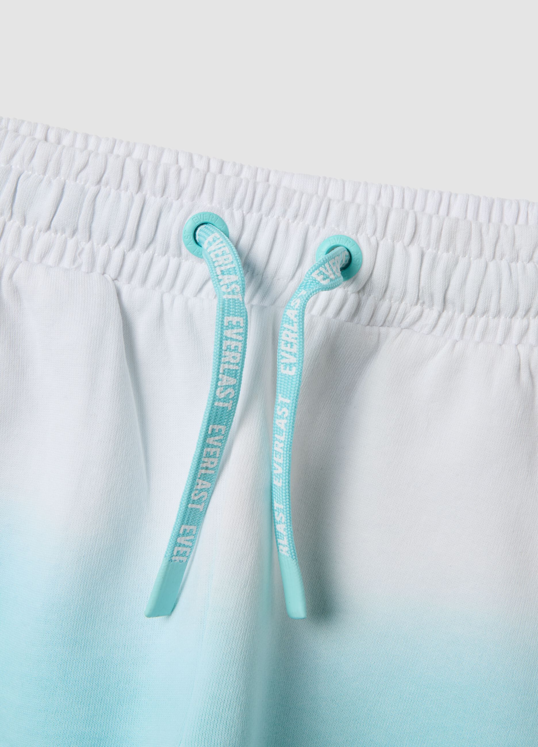 Light blue cotton-blend shorts with elasticated waist for girls, regular fit