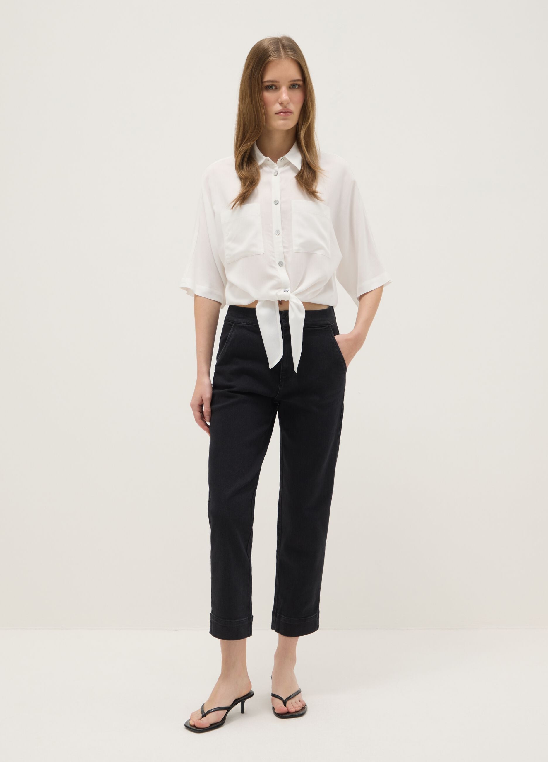 White pure viscose regular fit shirt