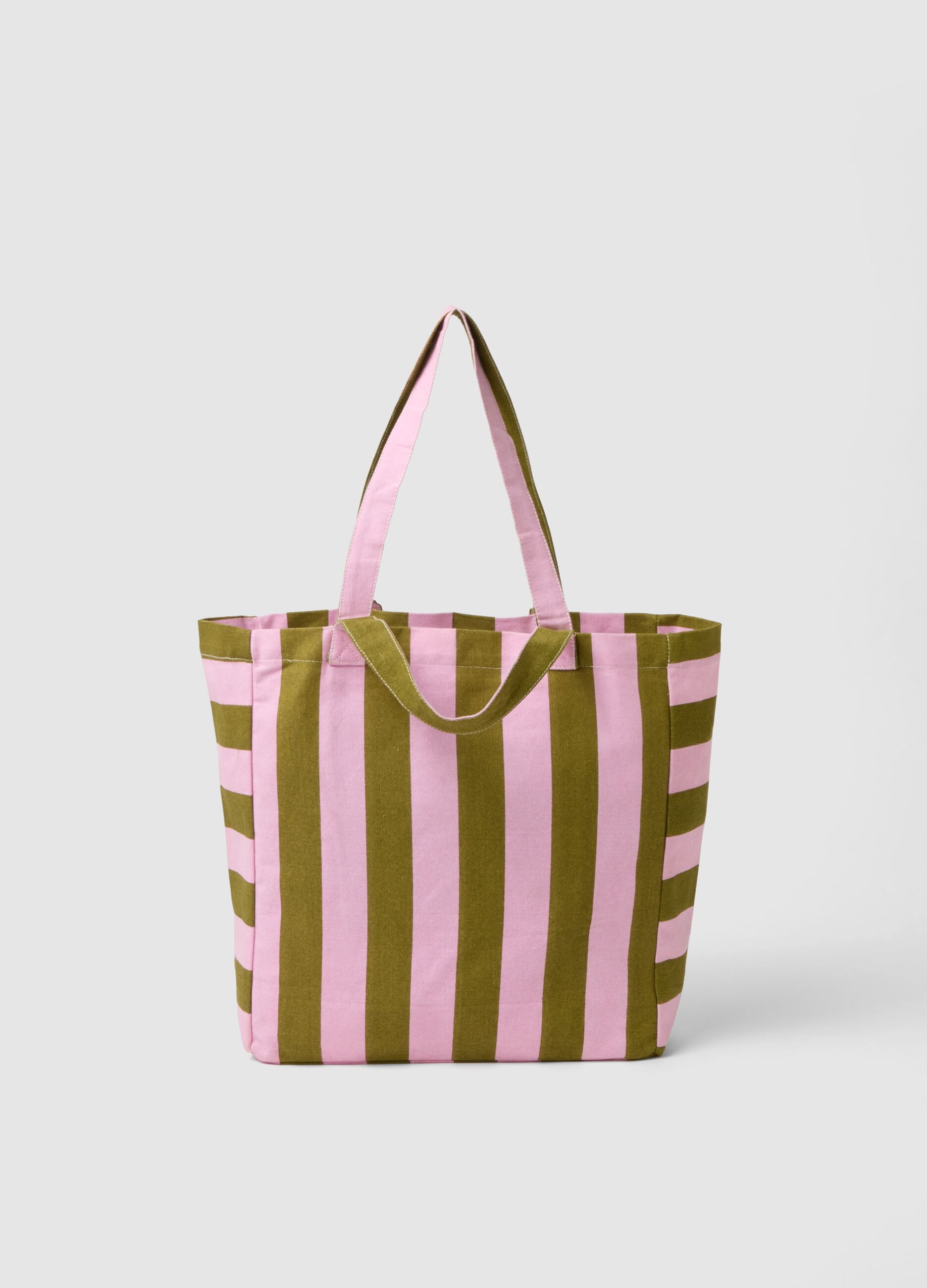 Pure cotton multicolour stripe bag with sturdy handles