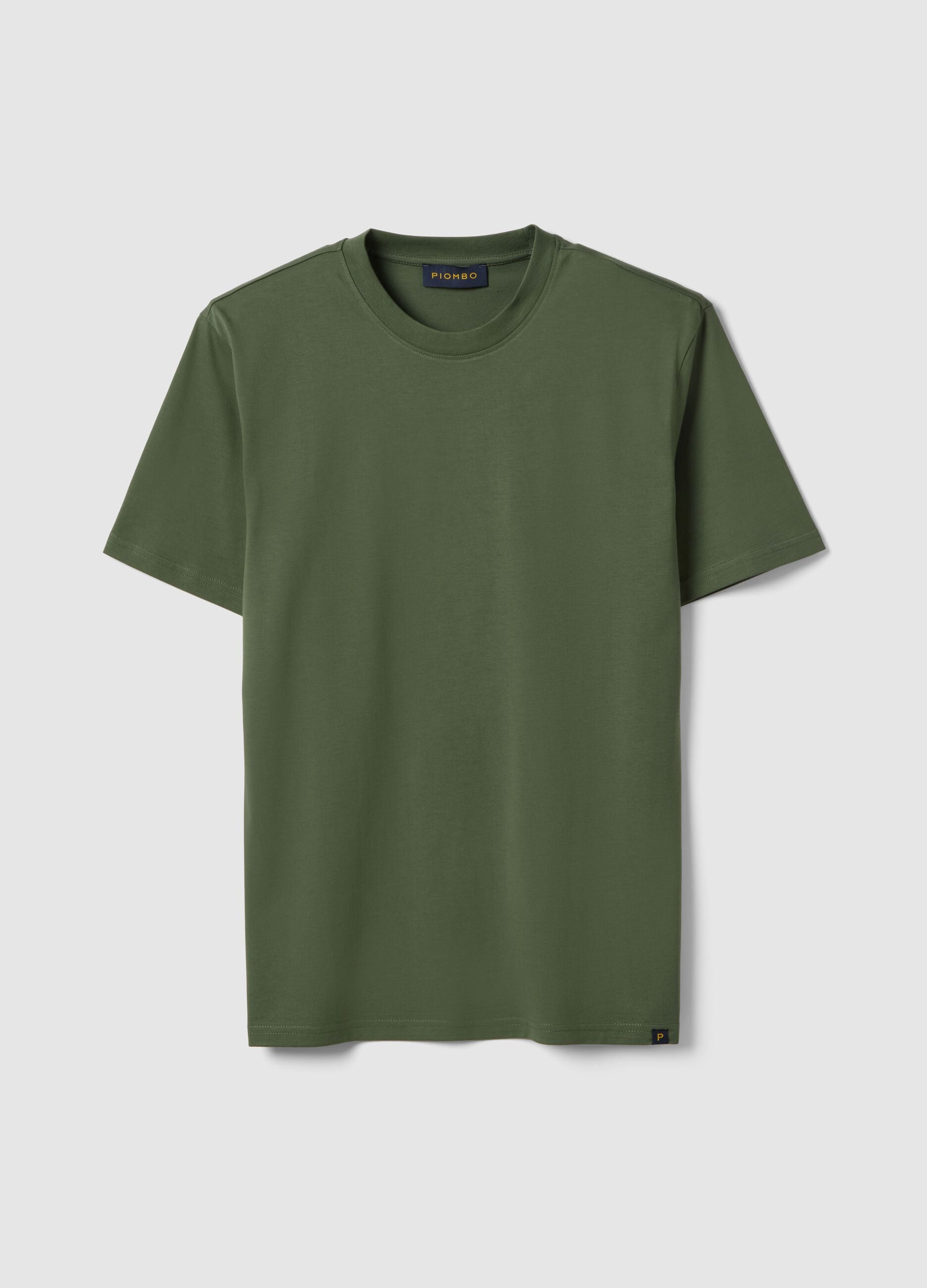 Green pure cotton crew neck T-shirt relaxed fit