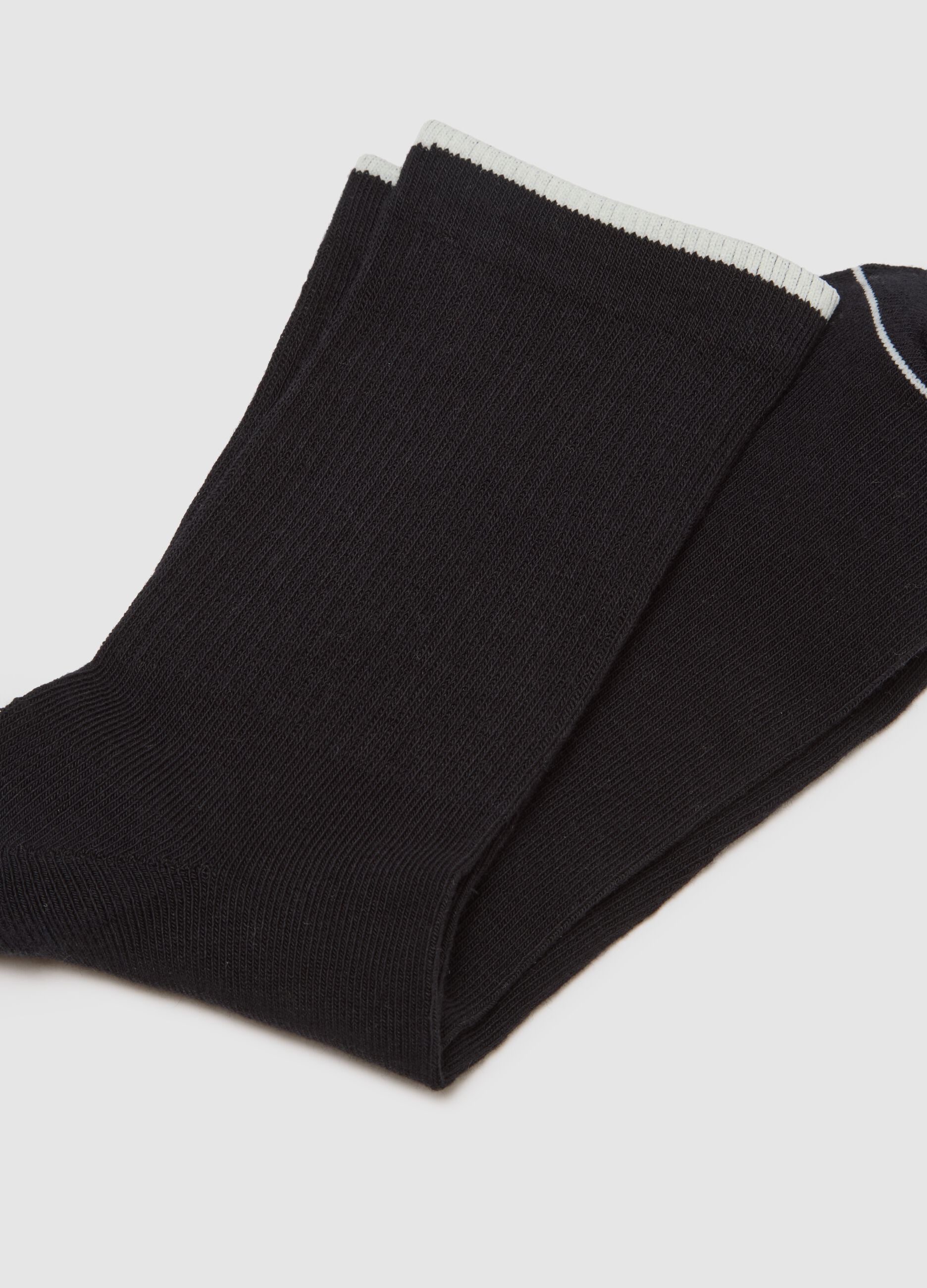 Pack of black sports socks with stripes in cotton blend