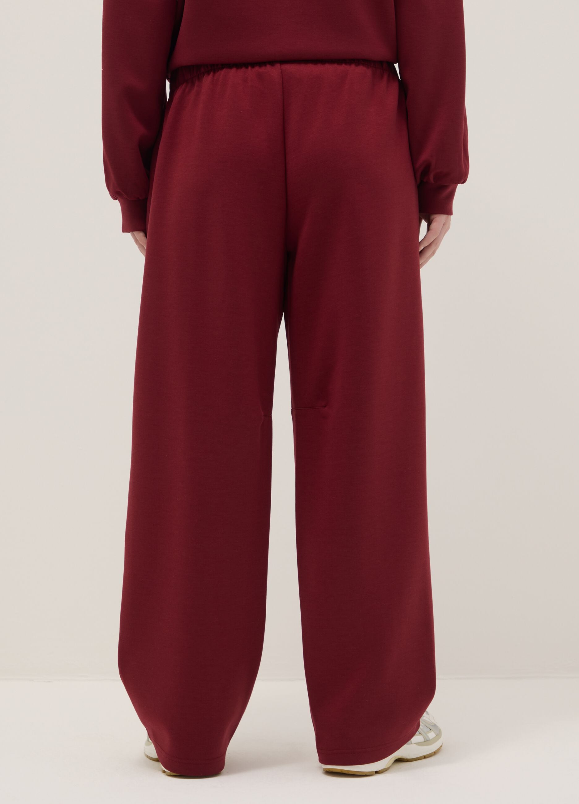 Red stretch cotton trousers with relaxed fit
