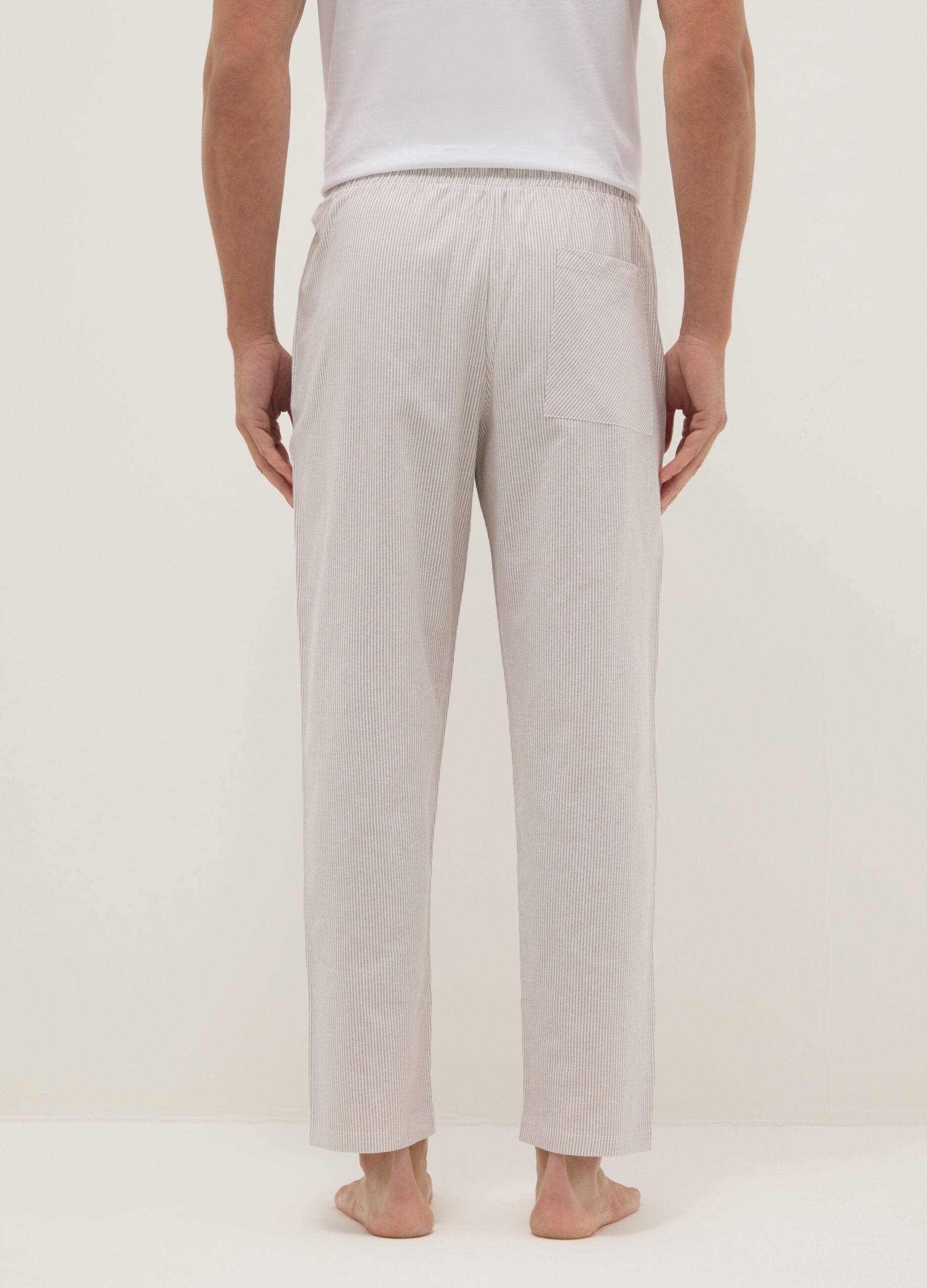 Long pyjama trousers in pure cotton with multicolour stripes regular fit