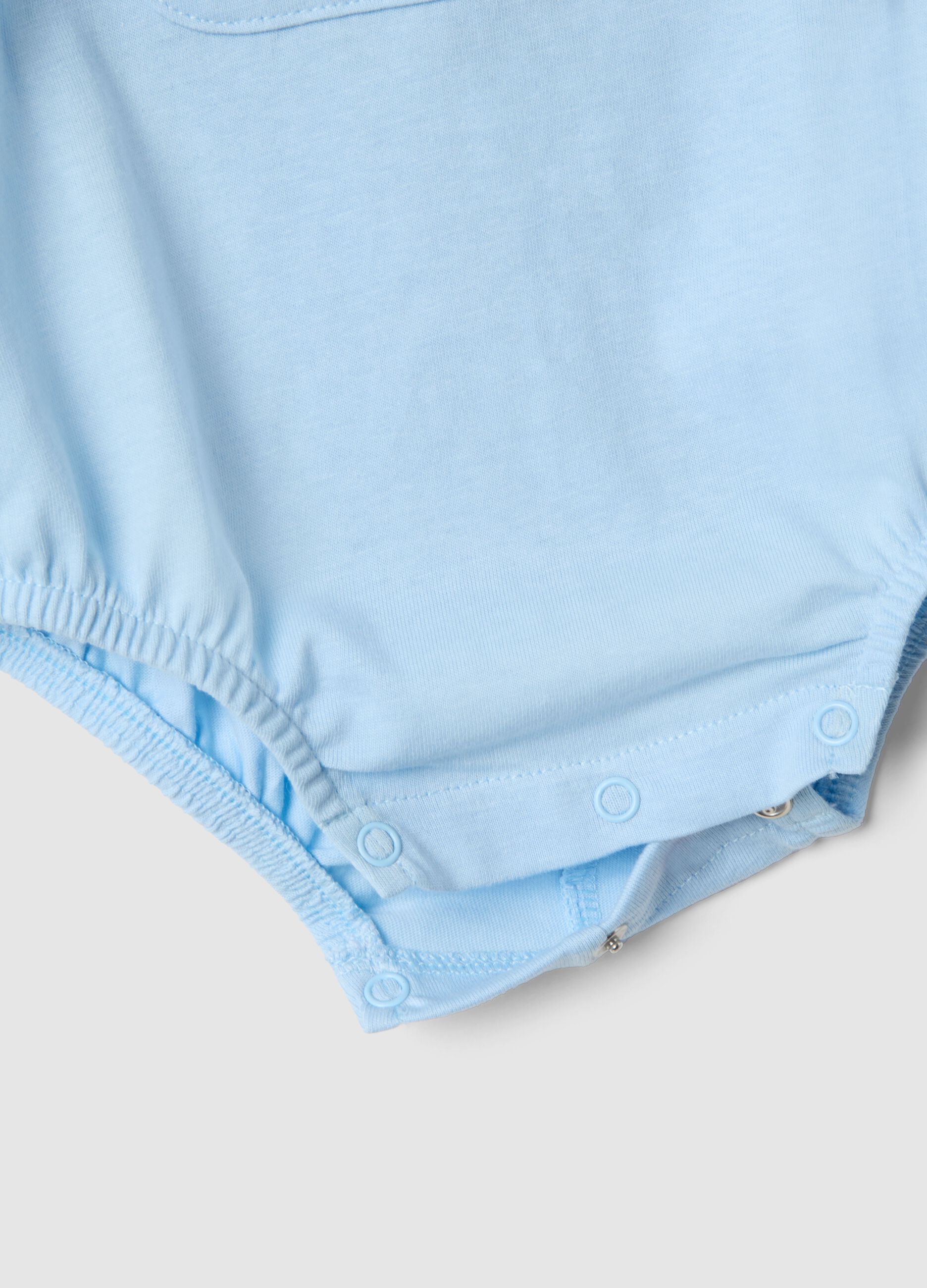 Baby's sleeveless pure cotton blue romper with embroidery