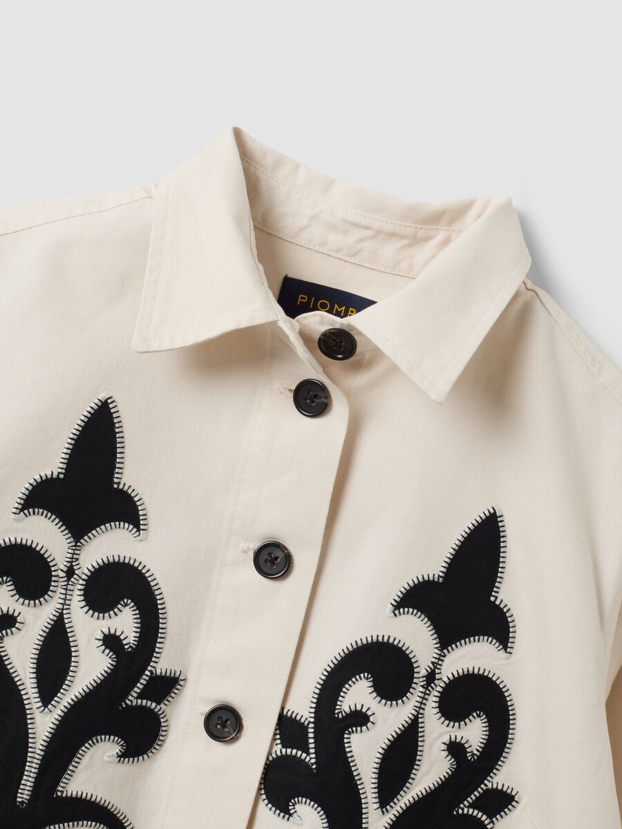 White linen and lyocell blend blazer with contrasting embroidery, regular fit_5