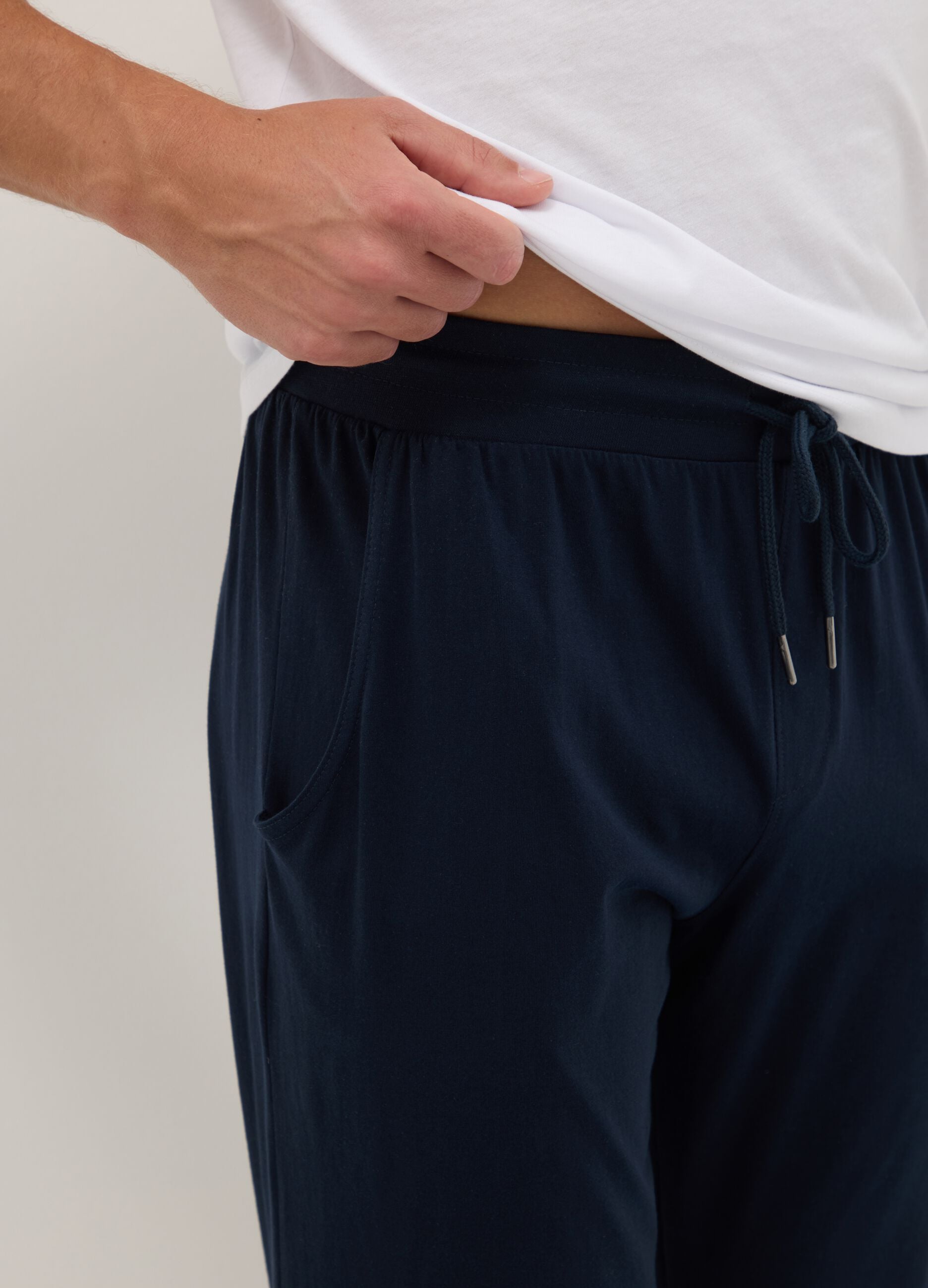 Blue pure cotton regular fit pajama trousers