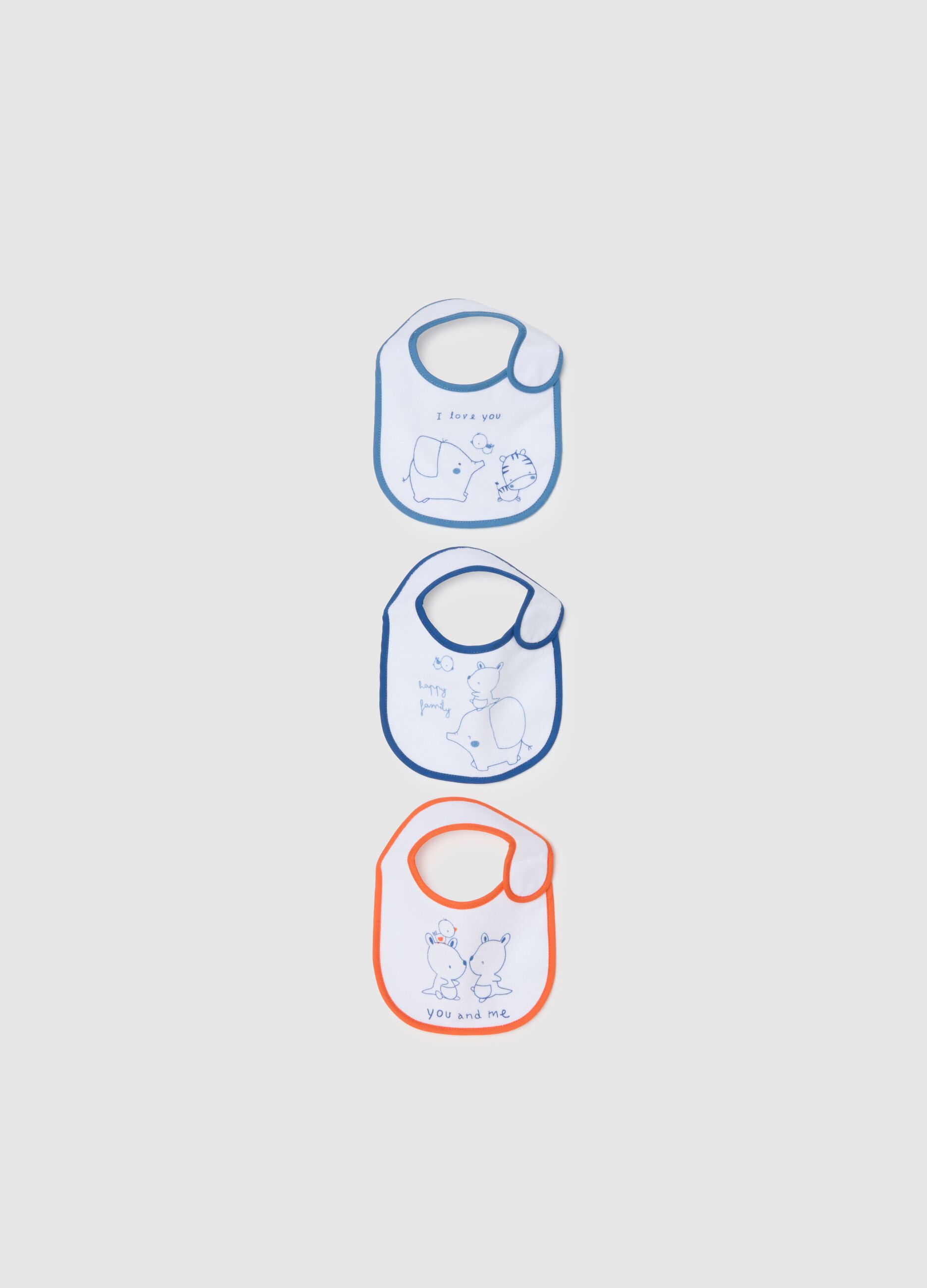 Tripack Multicolour Cotton Bibs for Babies