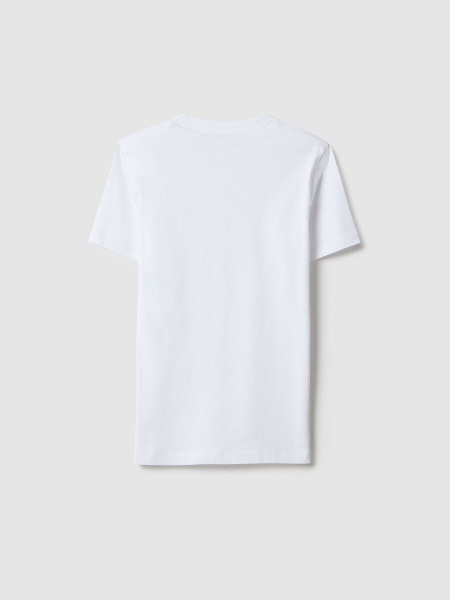 Boy's white crew neck T-shirt in pure cotton over fit_4
