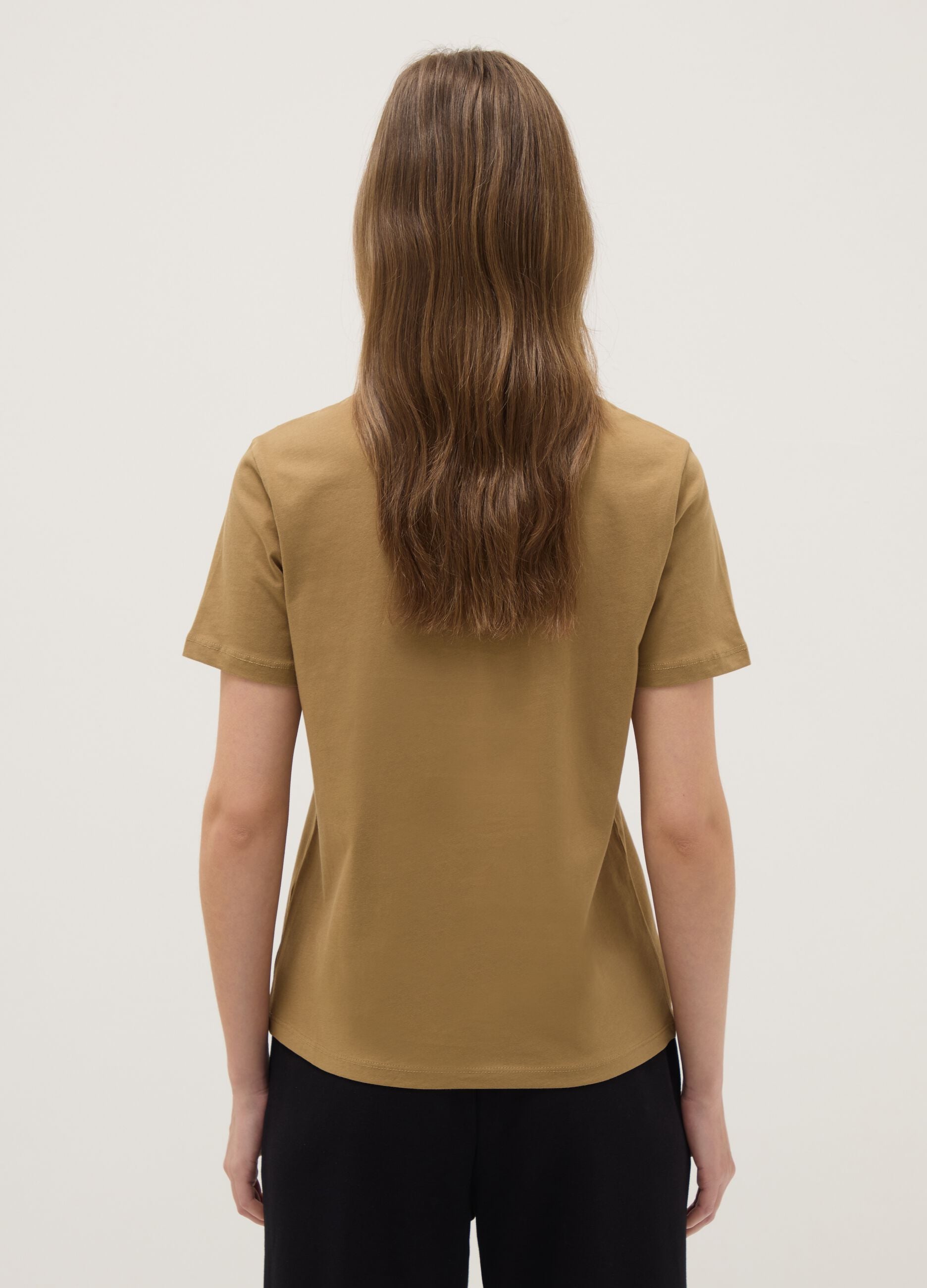 Brown pure cotton regular fit T-shirt