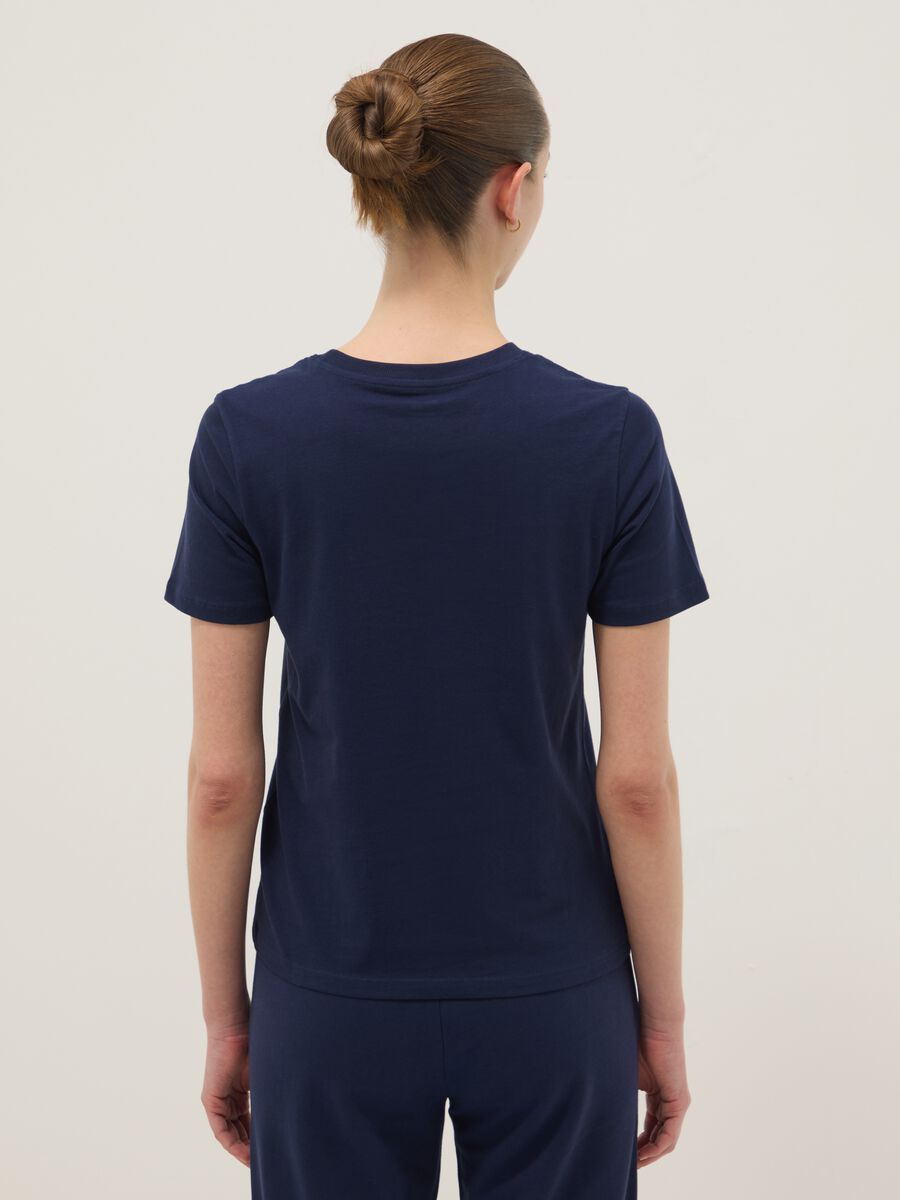 T-shirt a maniche corte in puro cotone blu regular fit_3