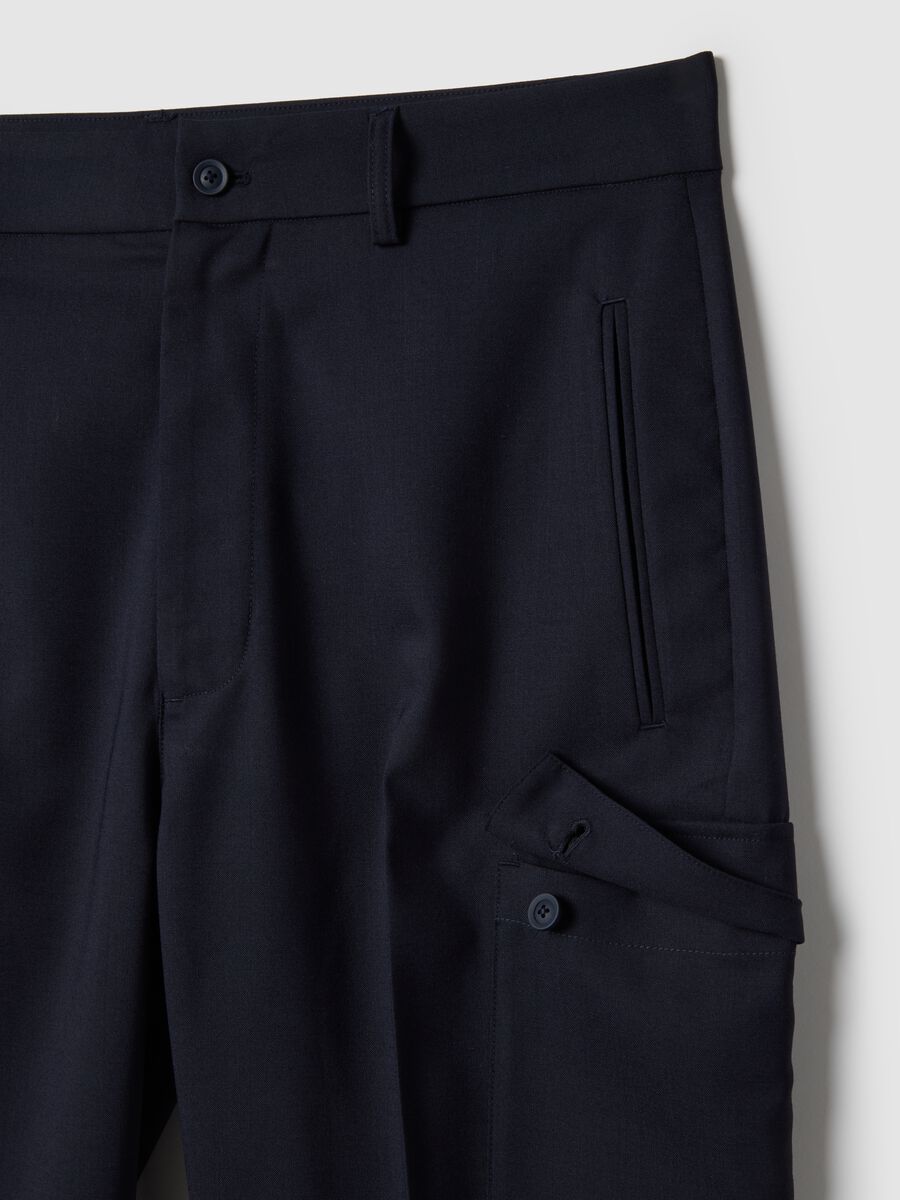 Pantaloni cargo eleganti blu regular fit_5