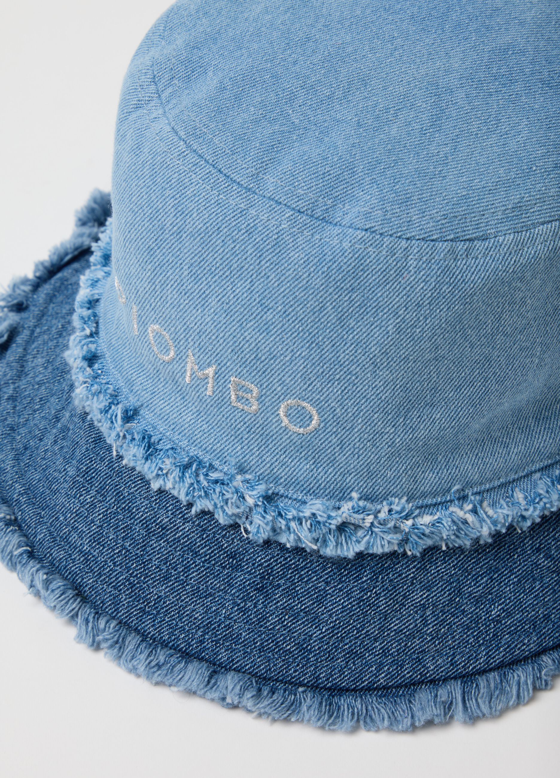 Girl's regular fit blue denim pure cotton bucket hat with fringes