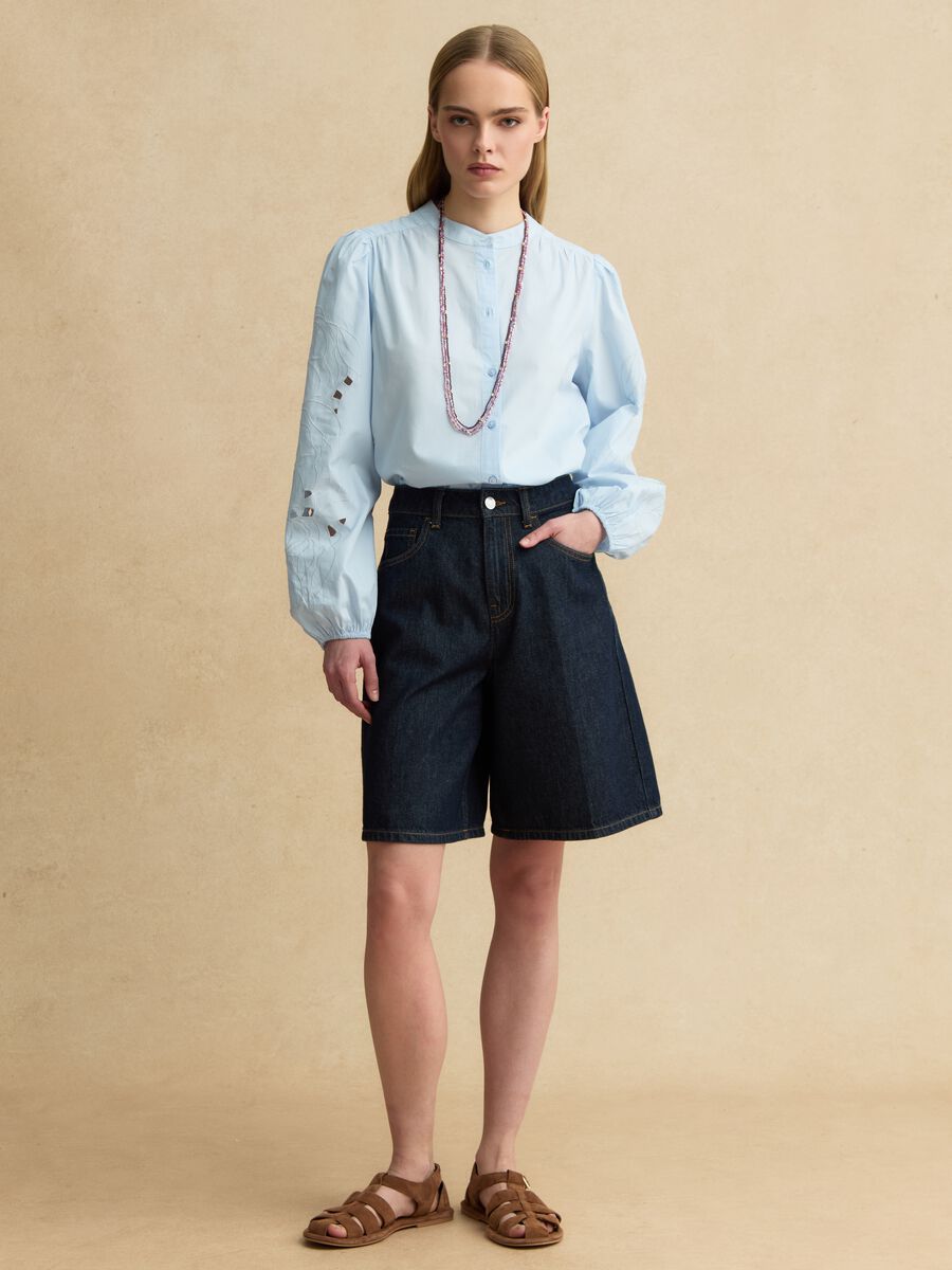 Light blue pure cotton shirt regular fit with embroidery_3