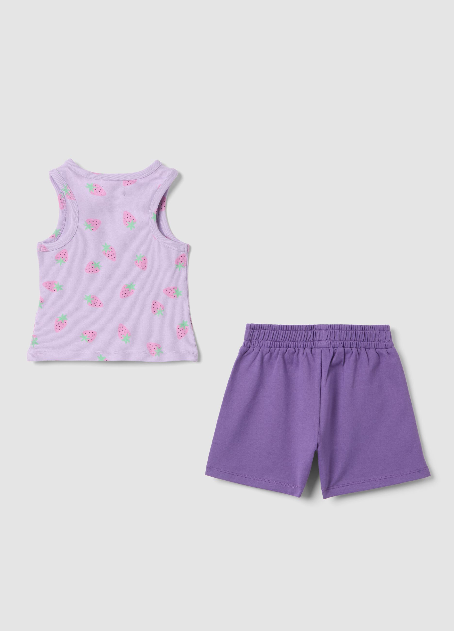 Purple Stretch Cotton Girls' Suit, Regular Fit