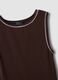 Brown sleeveless stretch cotton dress, regular fit_5
