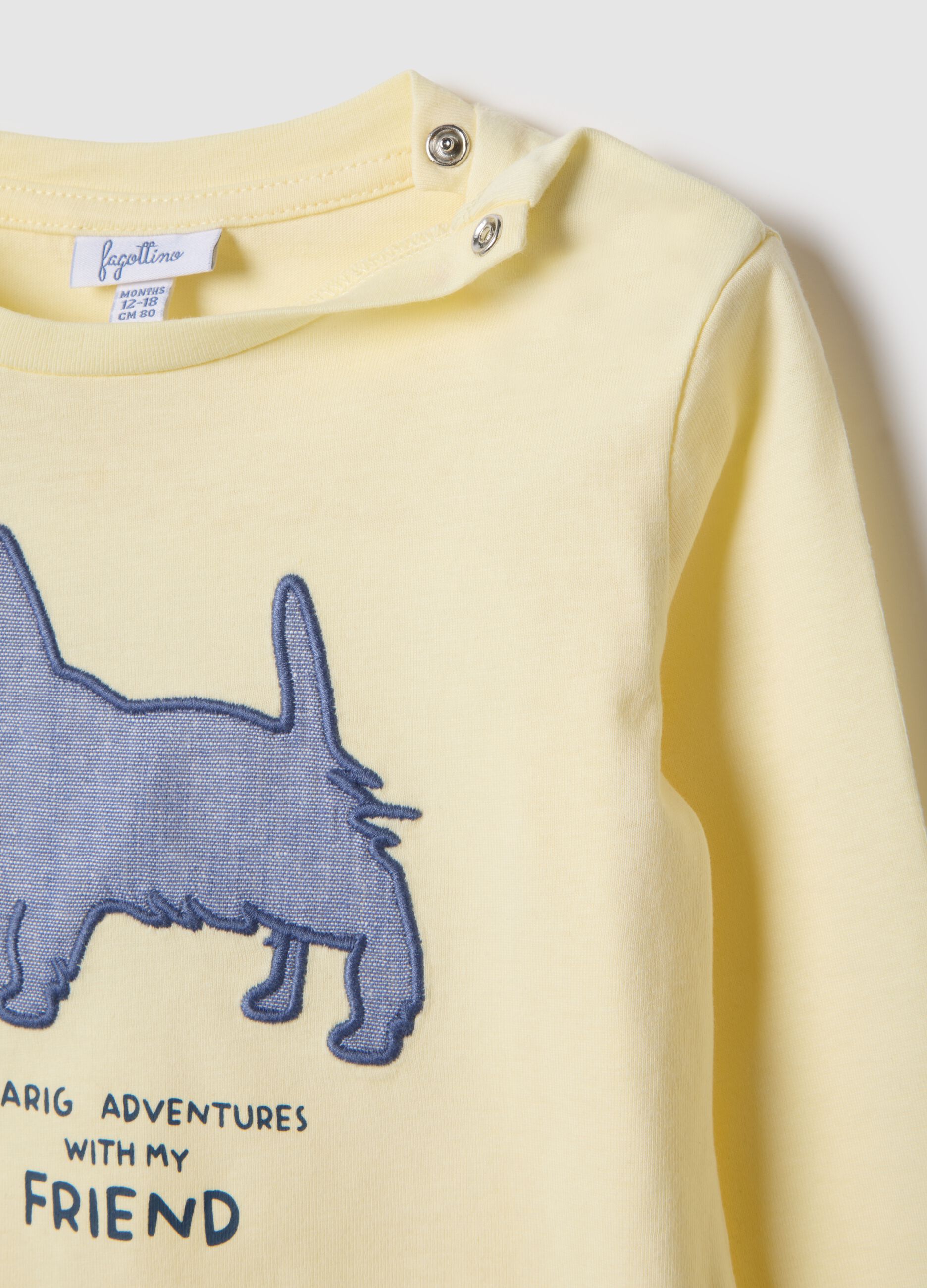 Yellow pure cotton toddler T-shirt, regular fit with print
