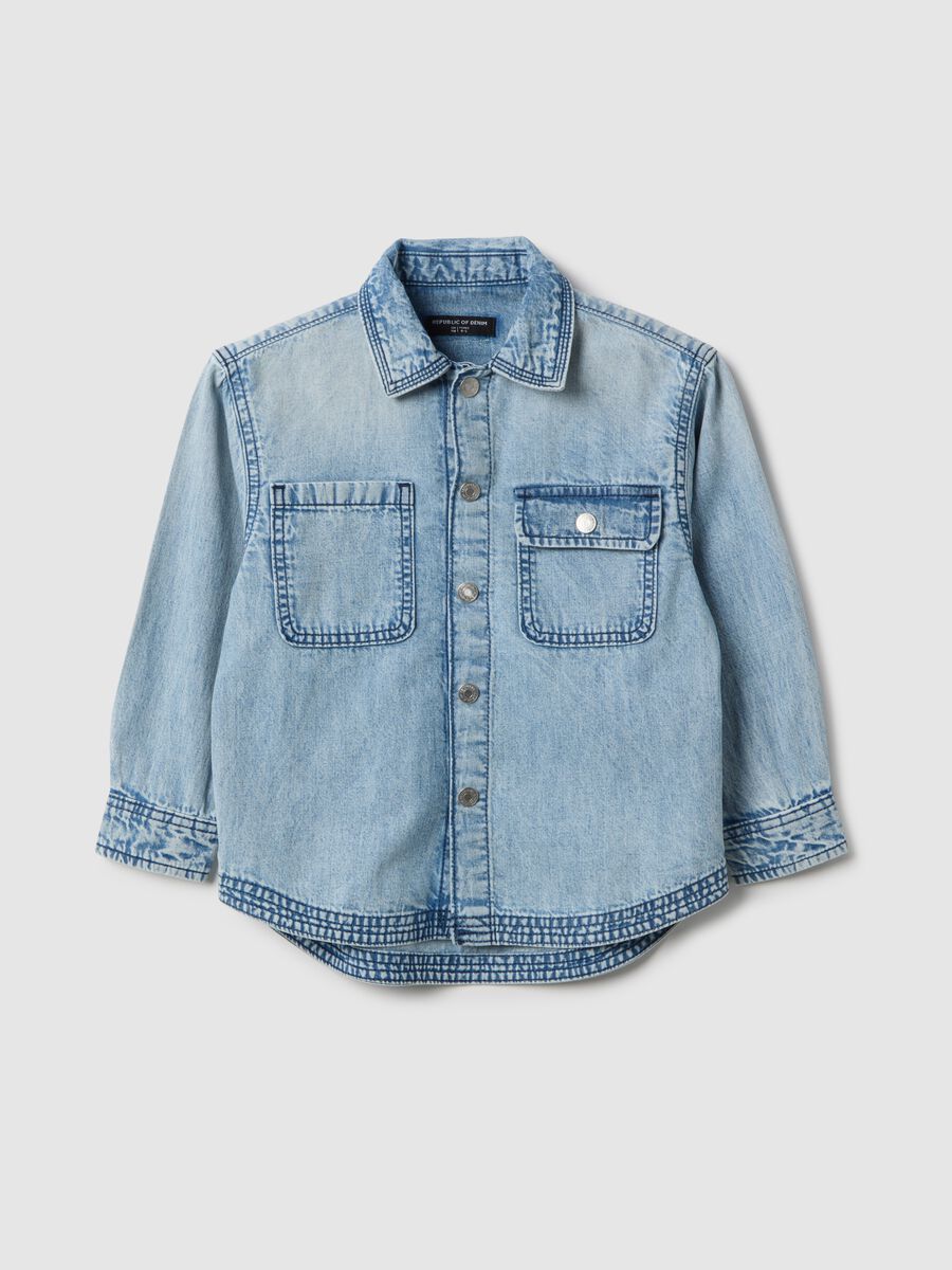 Boy's regular fit light blue pure cotton shirt_0