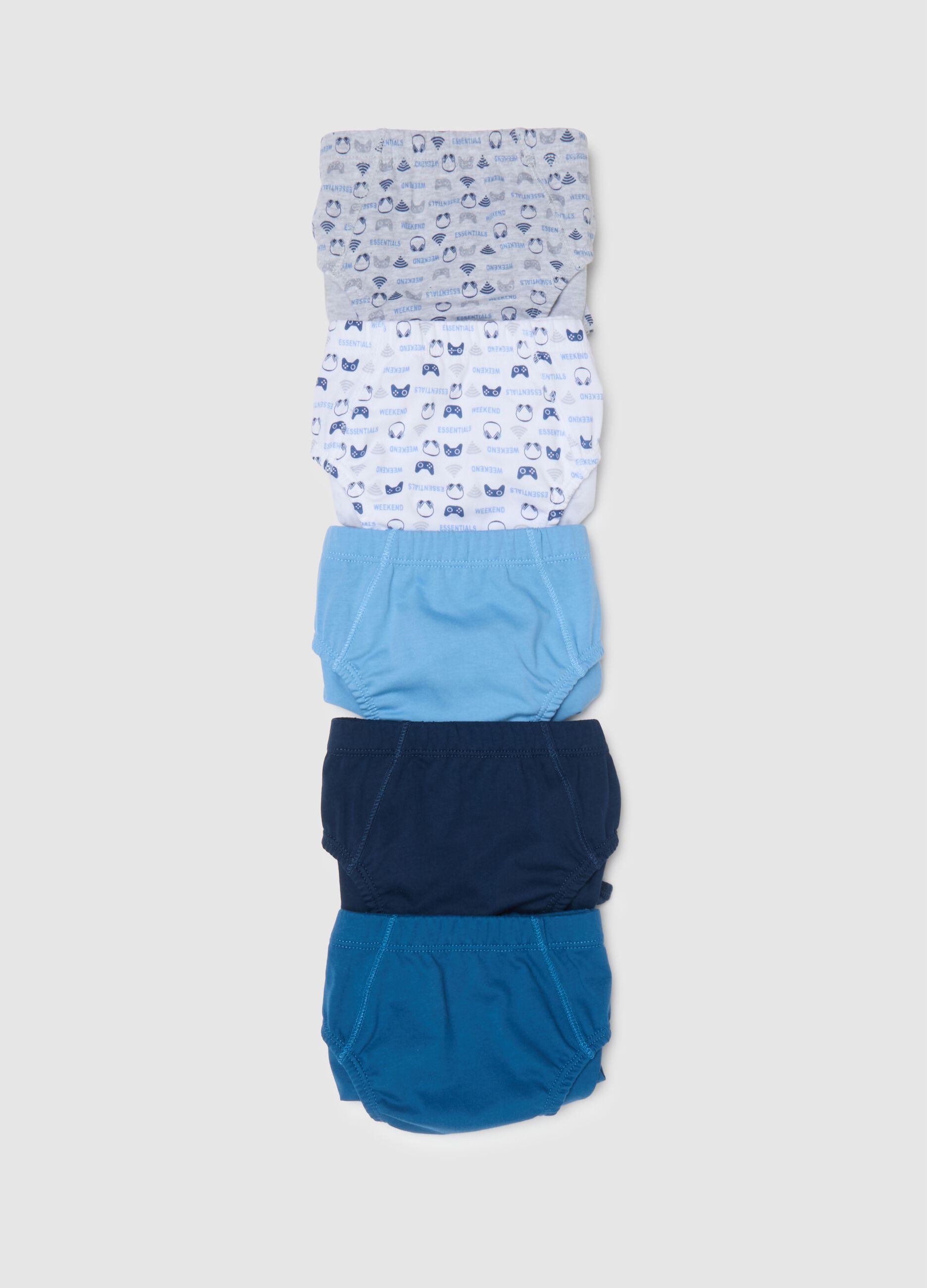 Multipack of five multicolour boys' cotton briefs